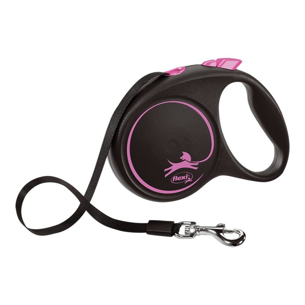 flexi Hundeleine Hundeleine BLACK DESIGN 5 m Rosa Größe M, (Packung)