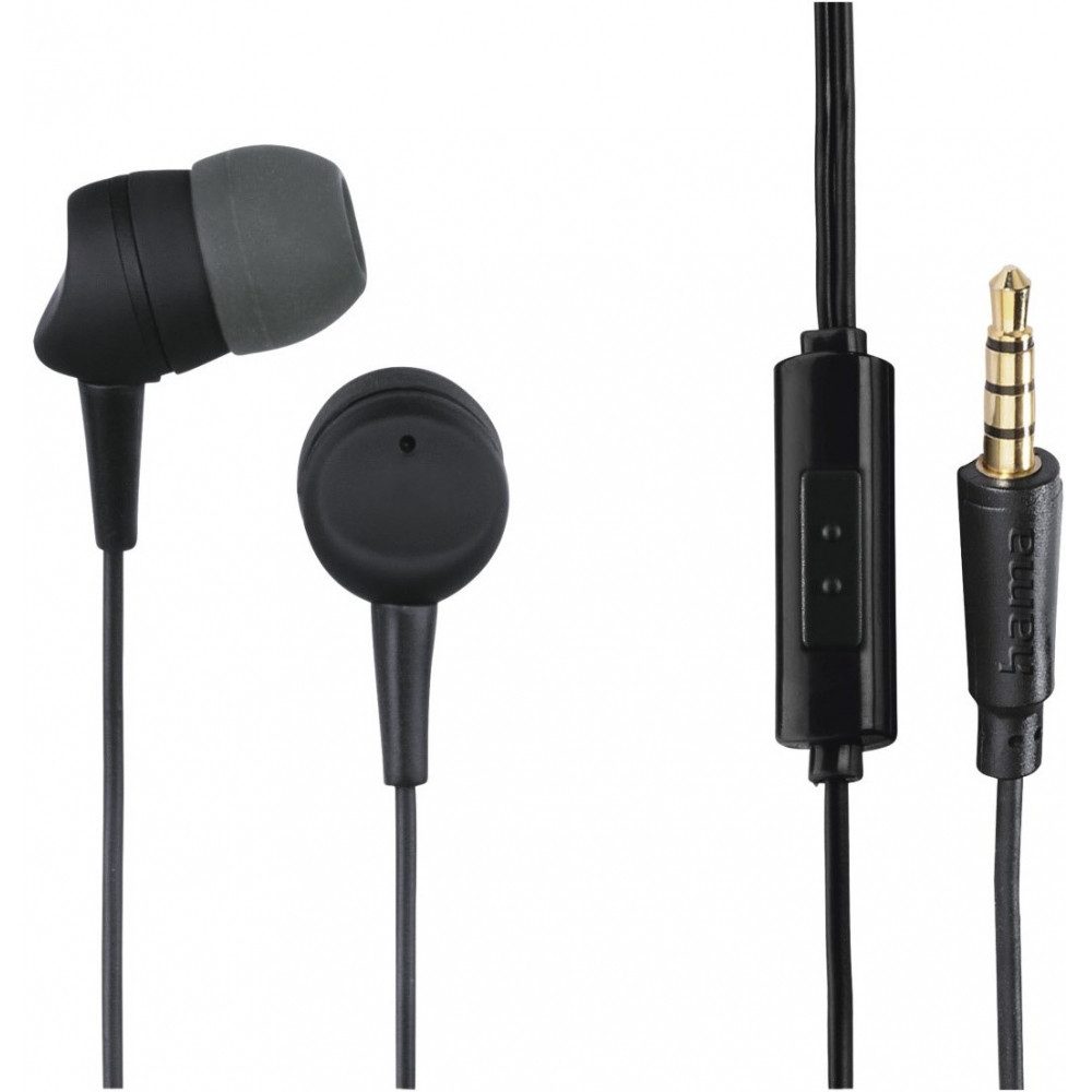 Hama Hama Kooky in-ear Kopfhörer schwarz mit Kabel In-Ear-Kopfhörer (Anruffunktion, Mit Kabel, Nur im Ohr, Anruffunktion)