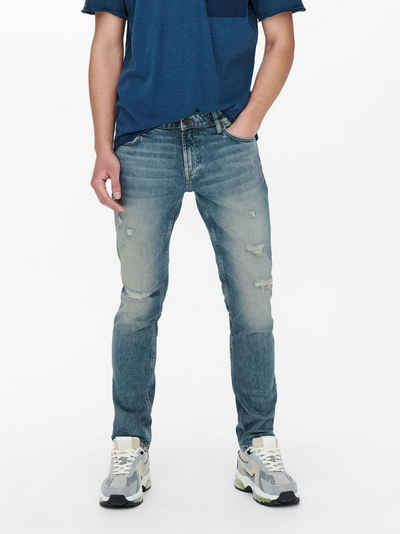 ONLY & SONS Slim-fit-Jeans Slim Fit Джинси Destroyed Denim Stretch Pants ONSLOOM (1-tlg) 3967 in Blau