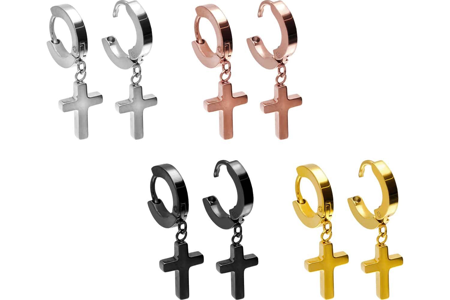 FILANGO Creolen-Set Chirurgenstahl Creolen BEWEGLICHES KREUZ günstig online kaufen