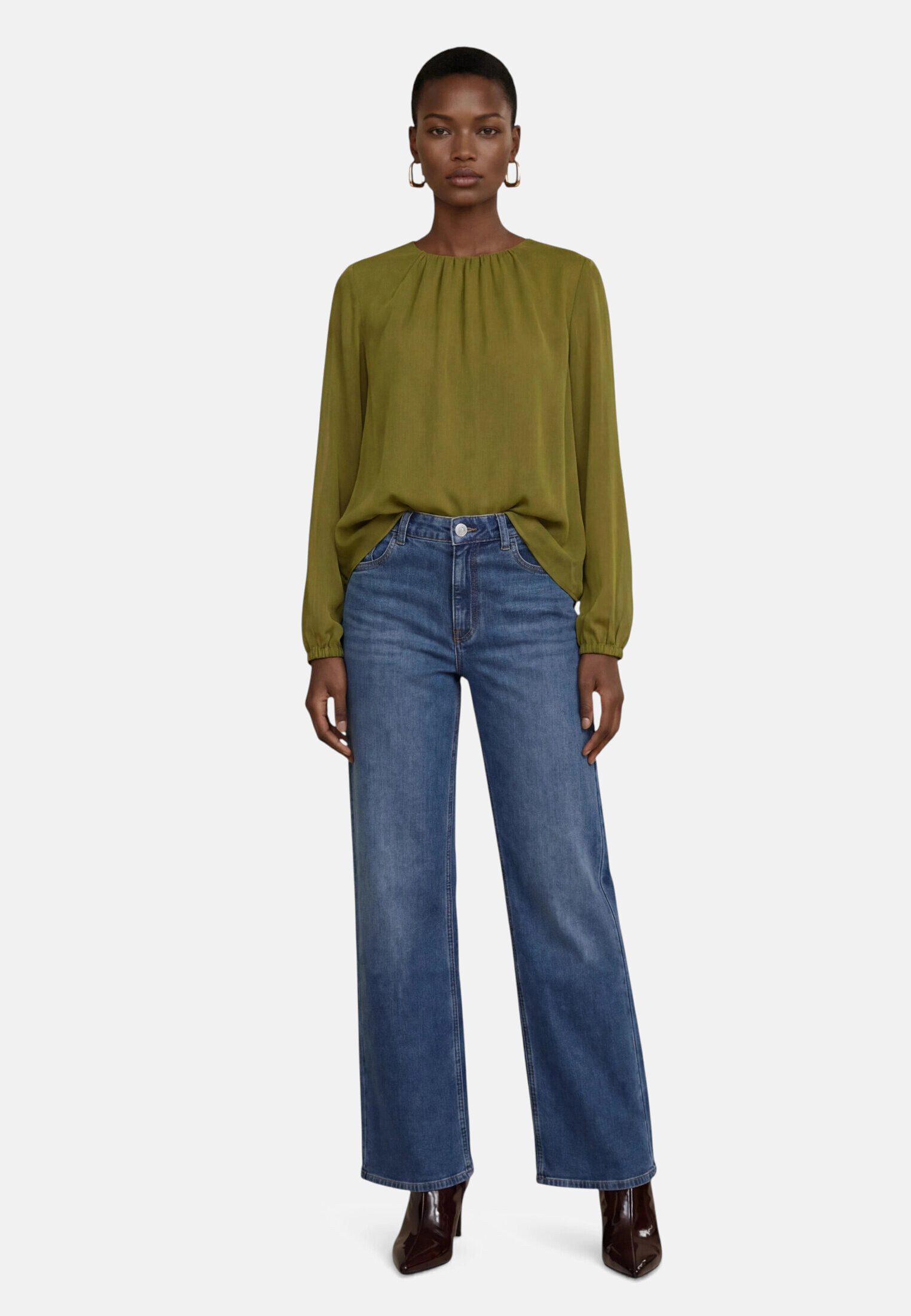 Zero Chiffonbluse Damen mit Crinkle-Effekt