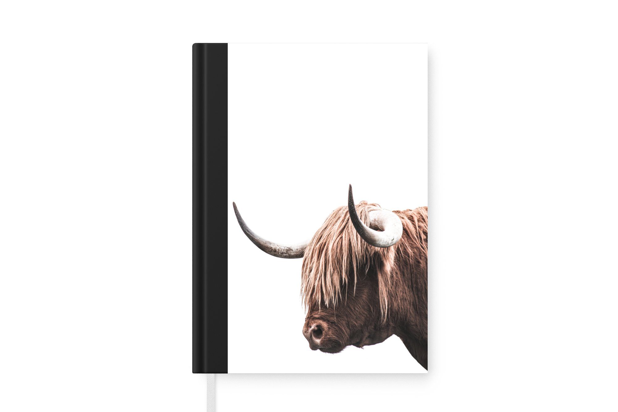 MuchoWow Notizbuch Schottischer Highlander - Tiere - Weiß, Journal, Merkzettel, Tagebuch, Notizheft, A5, 98 Seiten, Haushaltsbuch