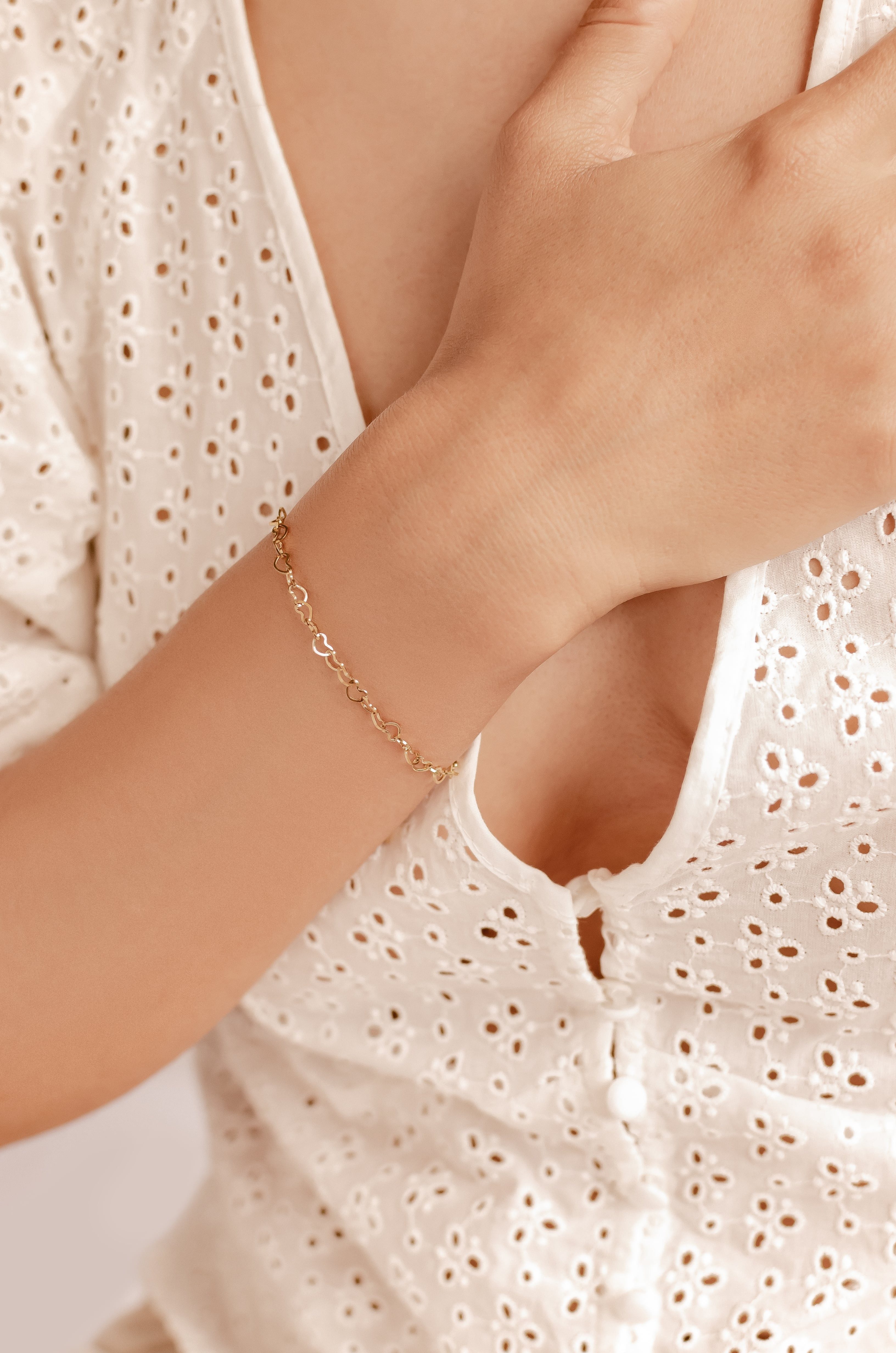 Hey Happiness Gliederarmband Herz Damen, vergoldet 18K Roségold, Edelstahl Armkette Liebe, Geschenkidee