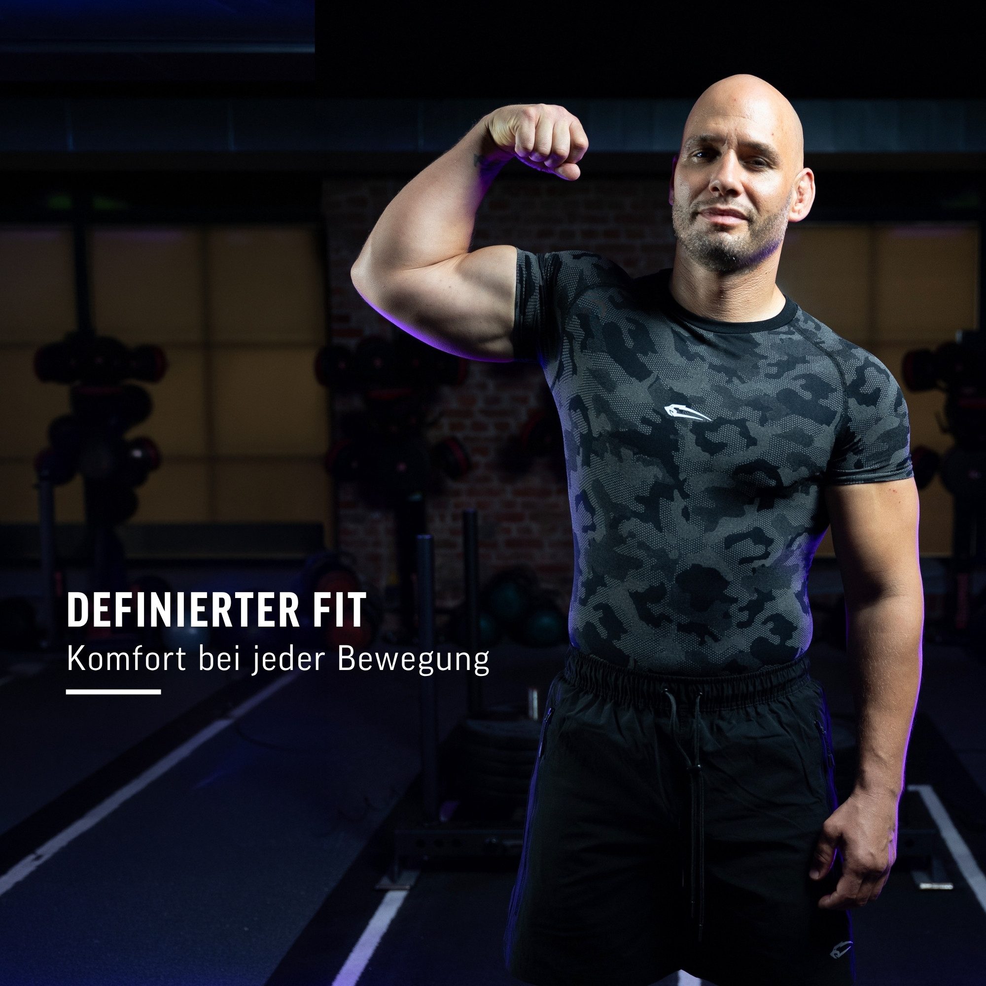 Smilodox T-Shirt Varek Herren, Compressionshirt, Shaped Fit, Camouflage, Gymwear Compression Fit, Seamless, atmungsaktiv, Body Mapping, Stretch – Bild 3 von 5