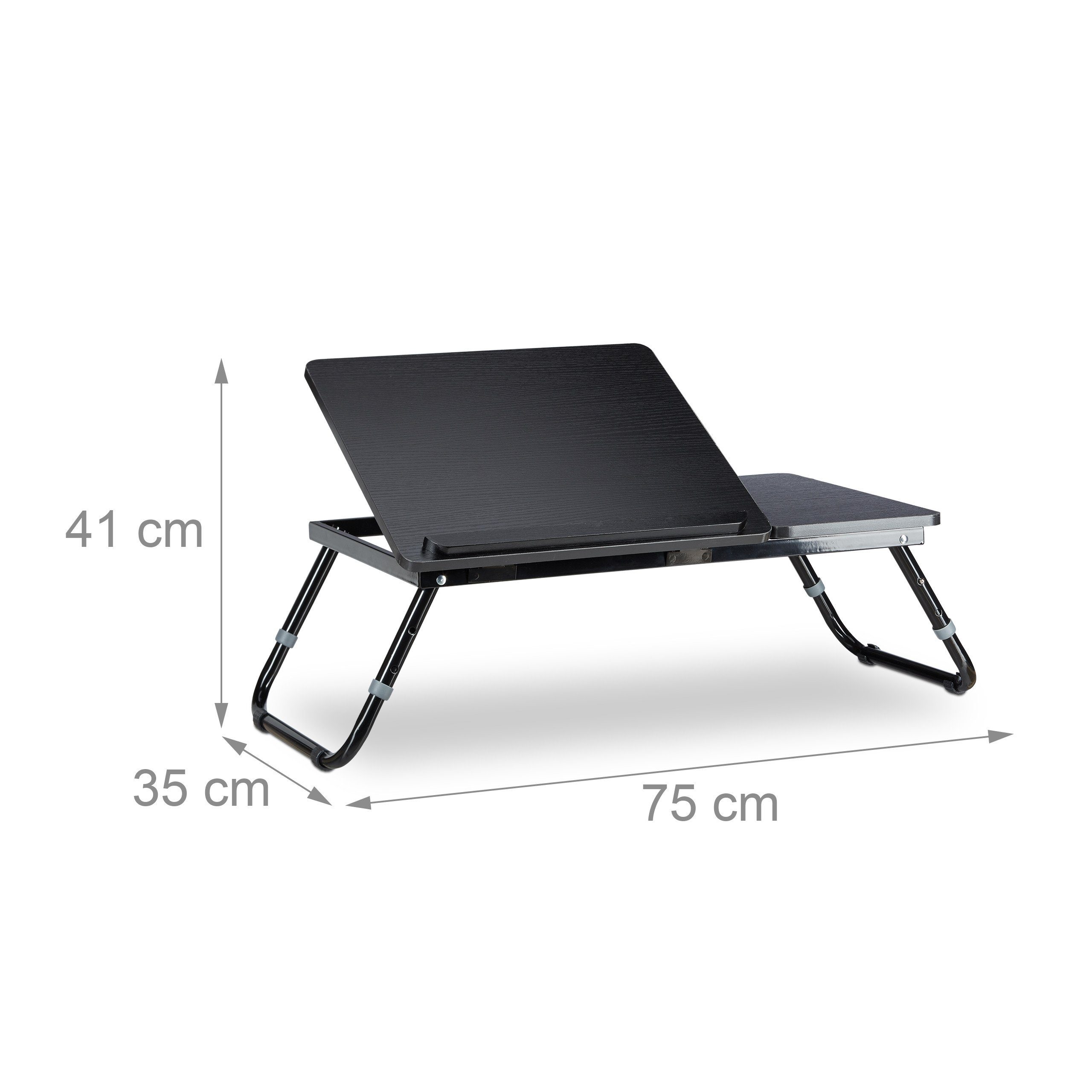 relaxdays Laptop Tablett Laptoptisch fürs Bett schwarz, Faserplatte
