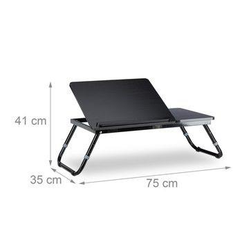relaxdays Laptop Tablett 3 x Laptoptisch fürs Bett schwarz, Faserplatte
