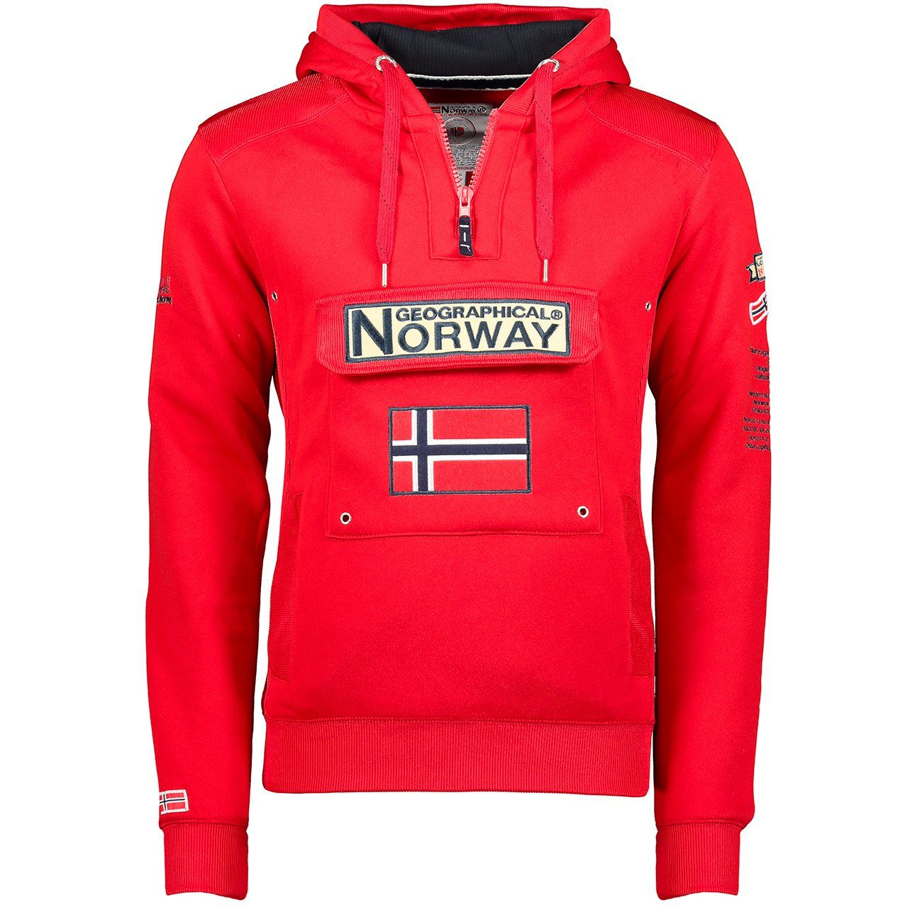 Geographical Norway Kapuzenpullover Gymclass by leyoley mit großer Bauchtasche und warmer Kapuze Rot