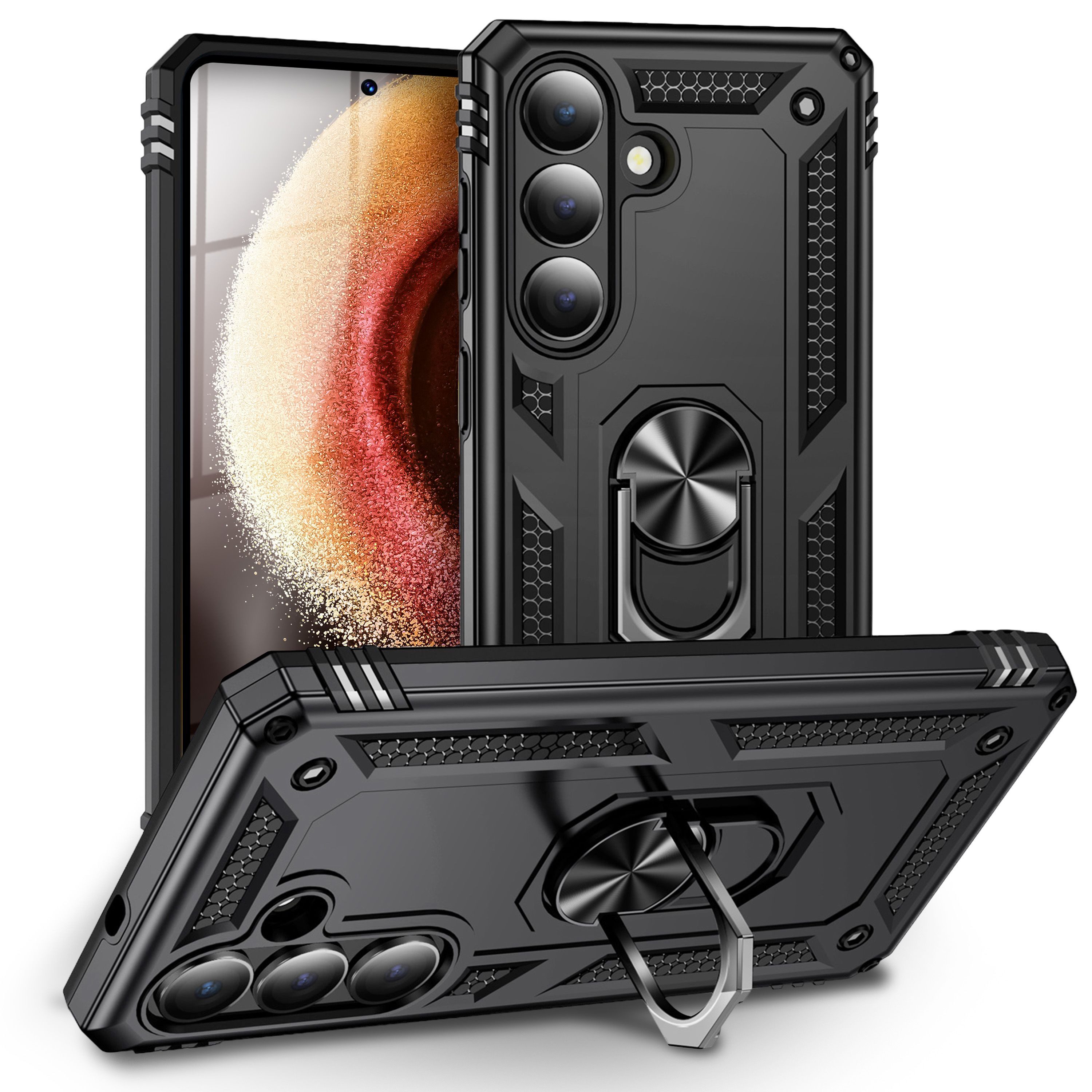 Nalia Smartphone-Hülle Samsung Galaxy S26 Plus 17 cm (6,7 Zoll), RINGDEFEND Case - Militär-Schutz, 360° Ring-Halter & Standfunktion