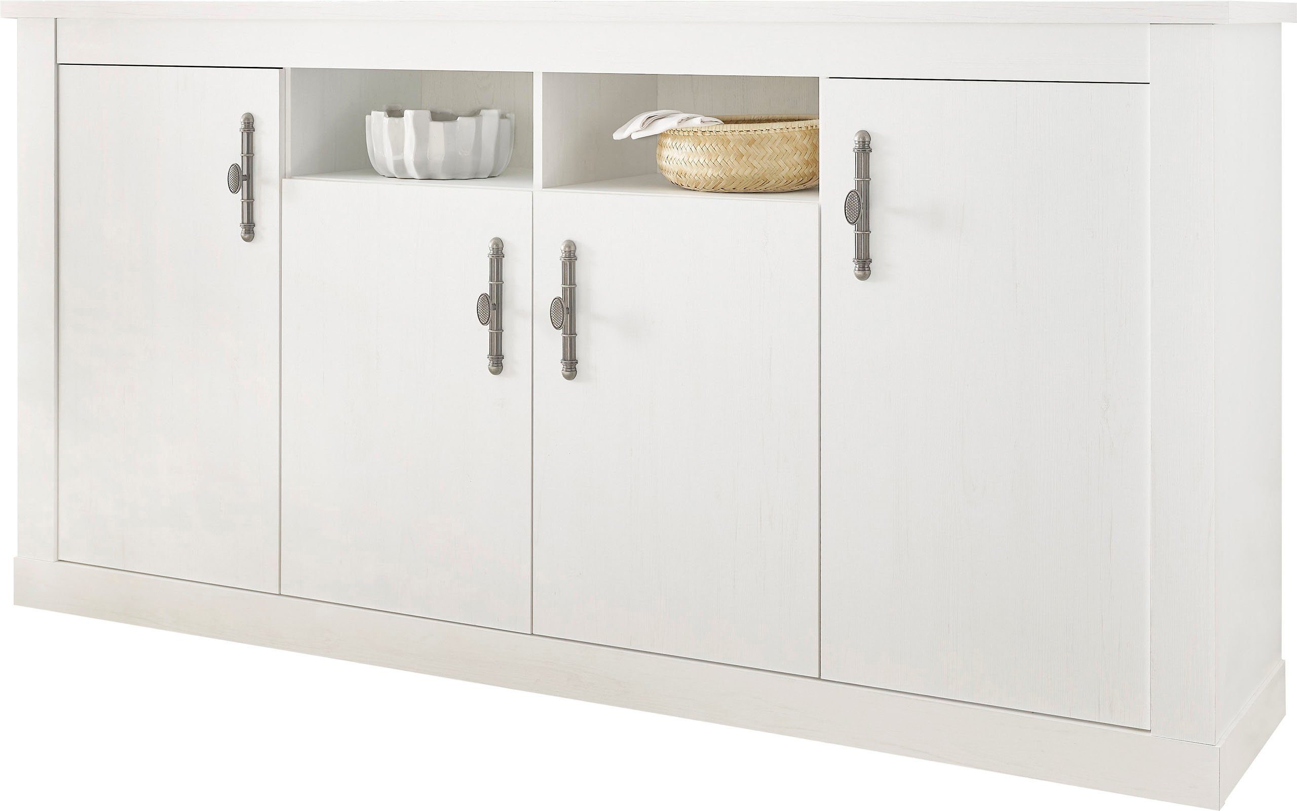 Home affaire Sideboard RAVENNA, im romantischen Landhausstil, Griffe aus Metall, Breite 201 cm