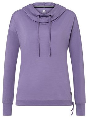 SUPER.NATURAL Hoodie für Damen aus Merino W FUNNEL HOODIE leichtes Longsleeve mit Kapuze