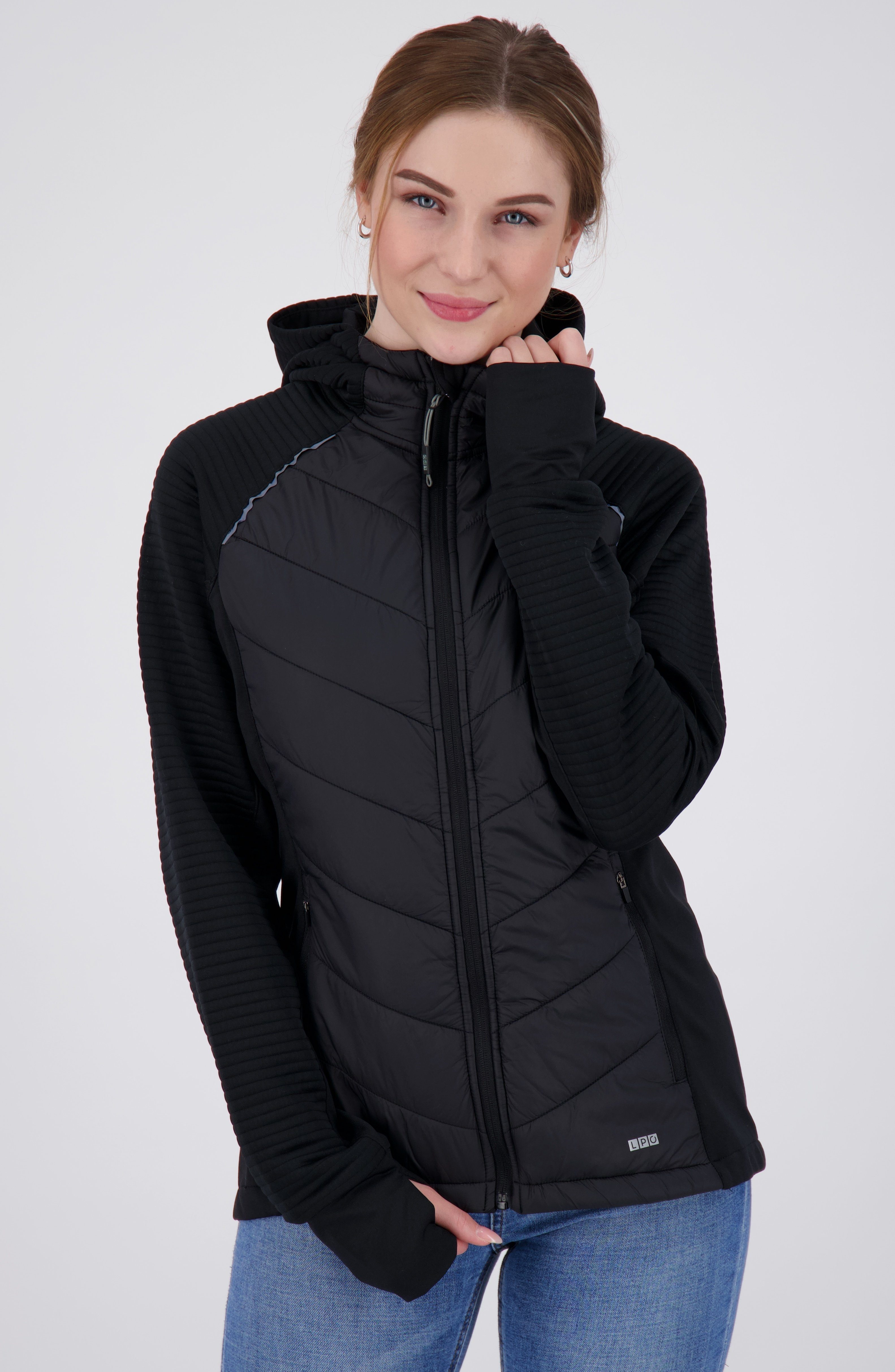 DEPROC Active Strickfleecejacke Kapuze II black ELMCOURT WOMEN mit CS