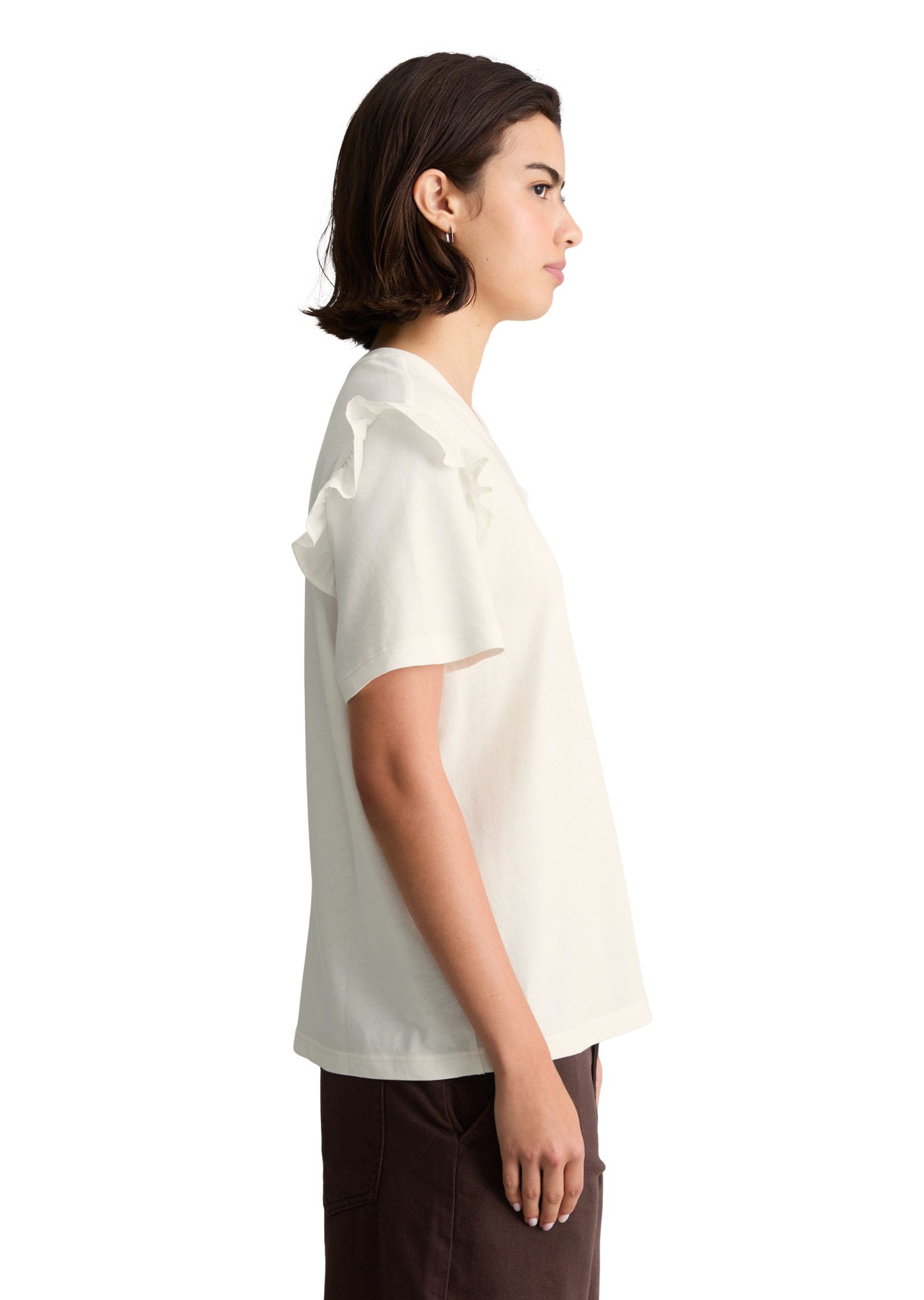 Marc O'Polo DENIM T-Shirt mit Popline-Rüschen am Arm