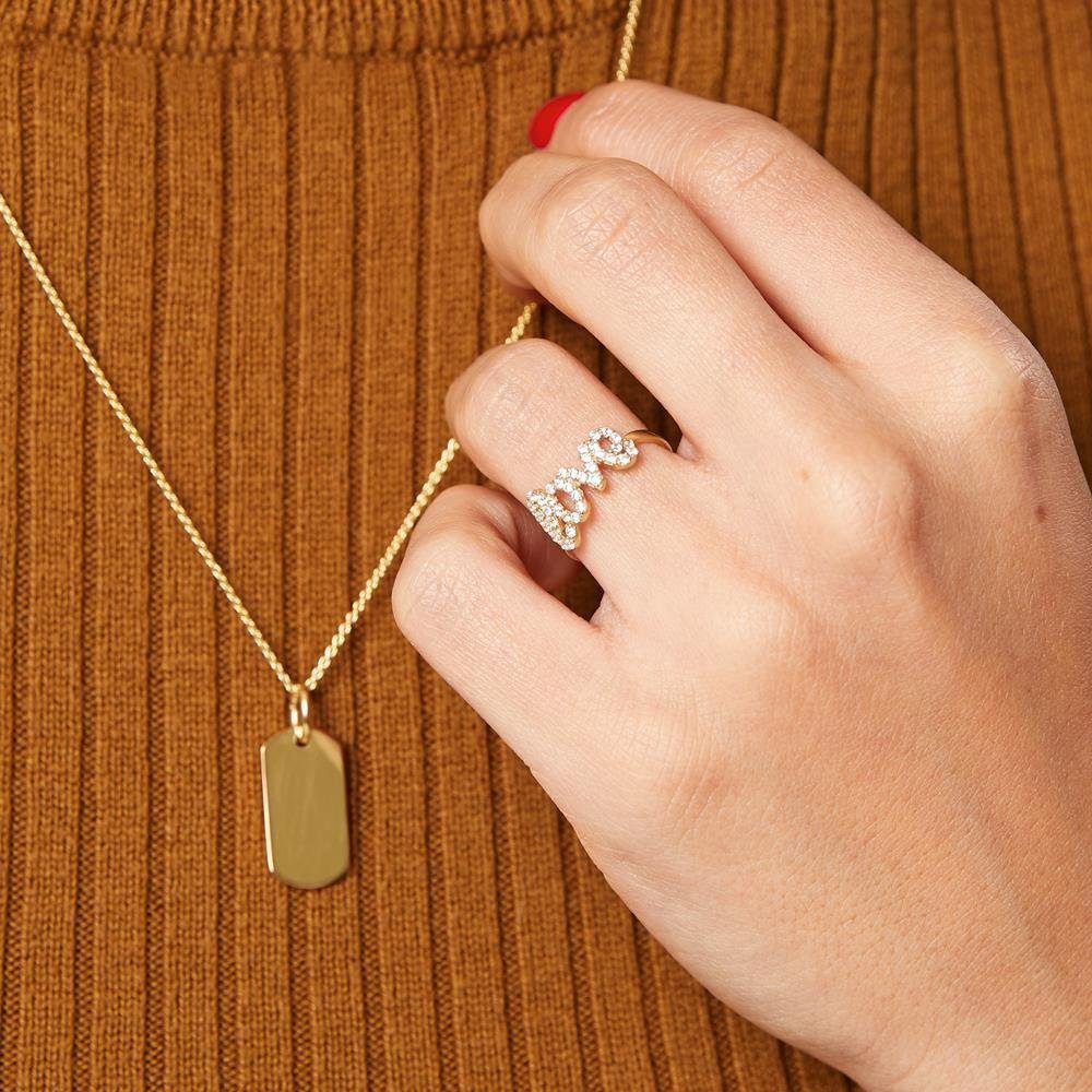 Unique Goldring Unique Ring 333er Gelbgold (8K Gold) Love Schriftzug + Zirkonia GR0092