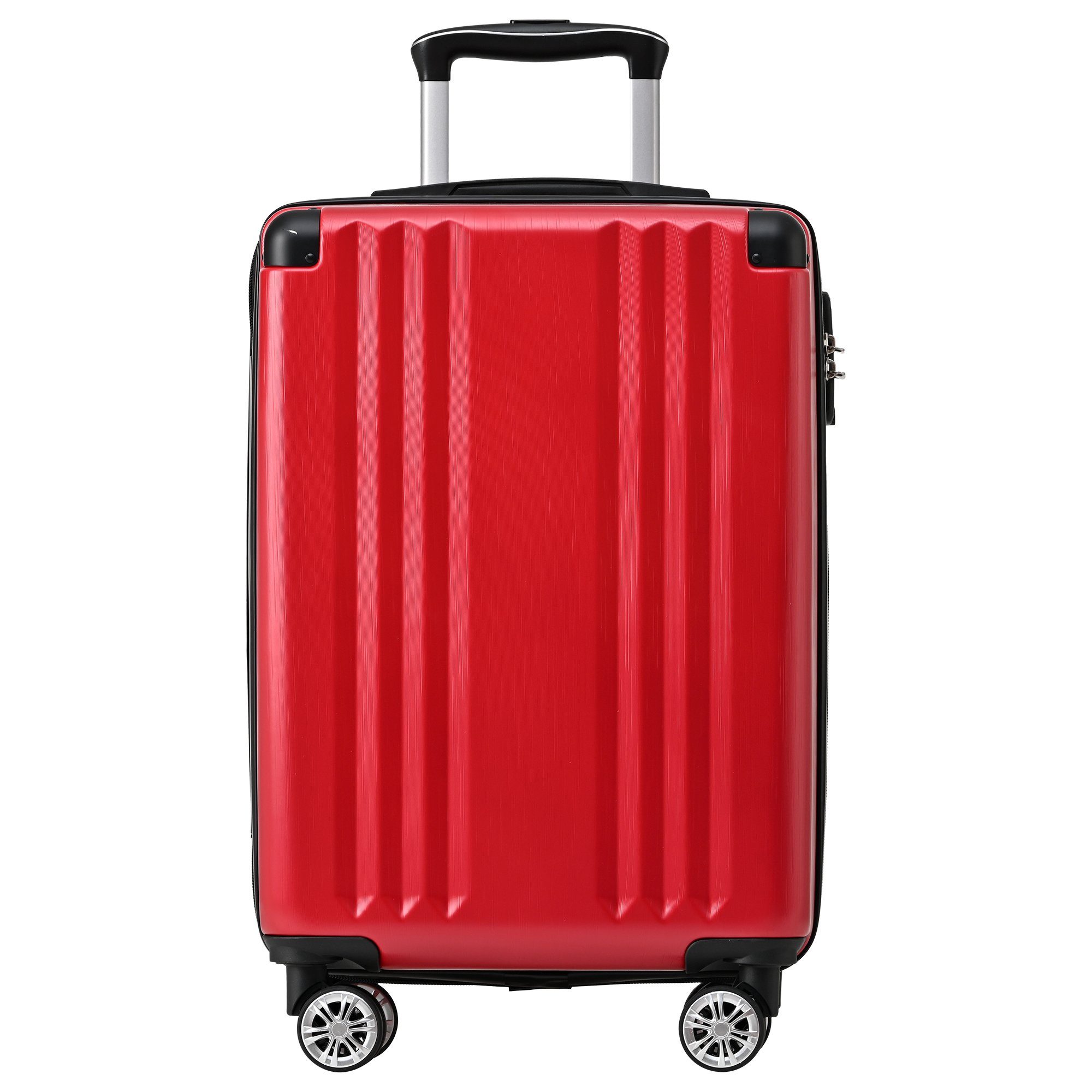 EXTSUD Handgepäckkoffer Hartschalen-Koffer, Rollkoffer, Reisekoffer, Handgepäck 4 Rollen, ABS-Material, TSA Zollschloss, 56.5*37.5*22.5 rosa