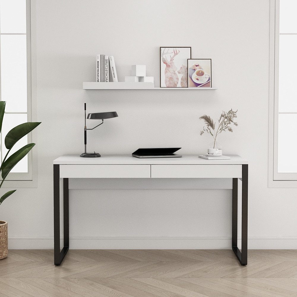 OTTO home Schreibtisch Moid, Computertisch im modernen Design, Breite 120/140/160 cm, mit Metallbeinen & Schublade