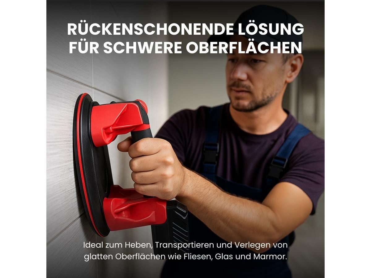 WALTER Saugheber WWS-AFH-HK01, max. 130 kg Traglast, 1-tlg.], Akku Betrieben, Automatischer Unterdruckaufbau