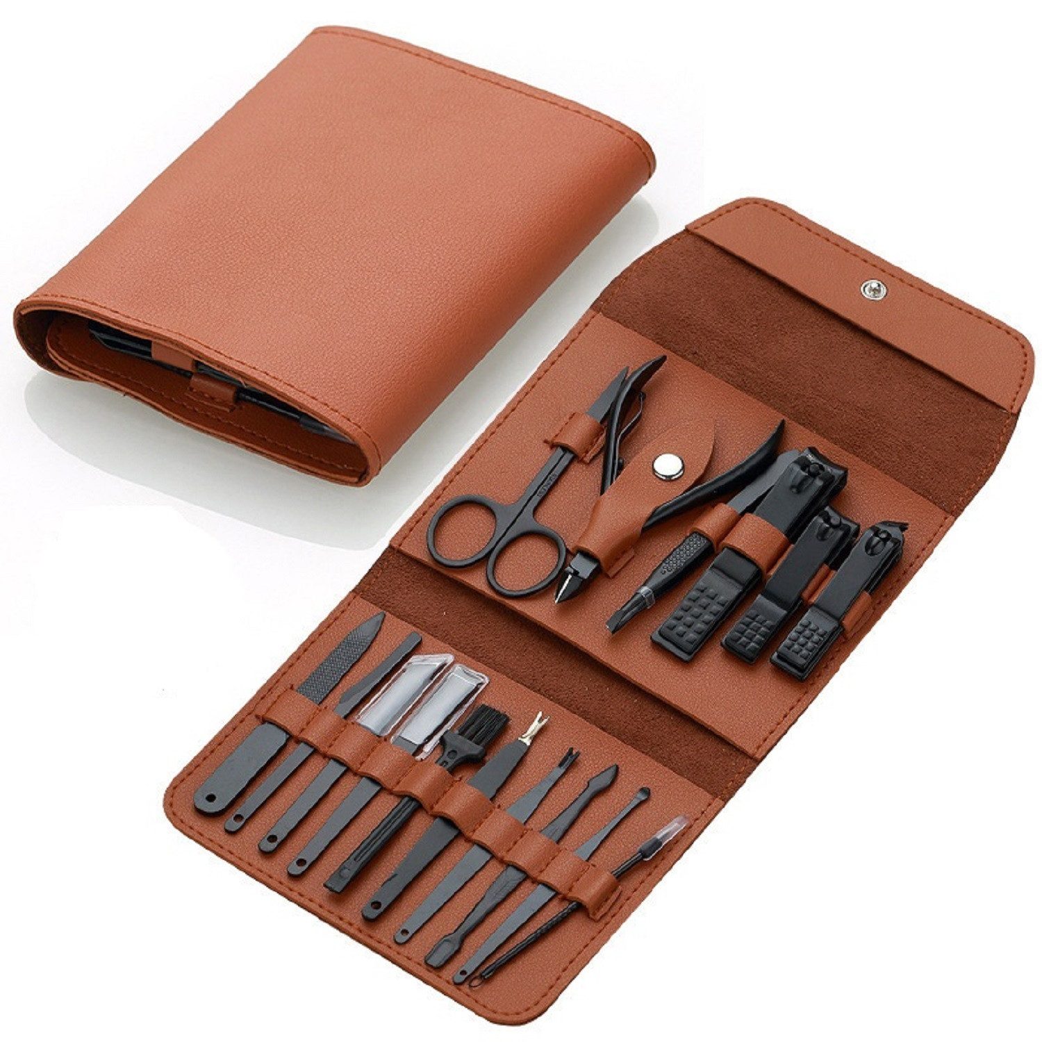 COOL-i ® Maniküre-Pediküre-Set Maniküre Pediküre Set – 16-teiliges Edelstahl Nagelpflegeset mit Etui, für Männer & Frauen, Reise & Zuhause