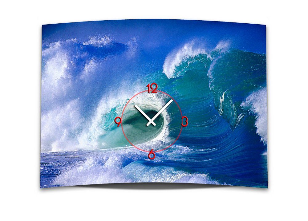 dixtime Wanduhr Wanduhr XXL 3D Optik Dixtime Meer Welle 50x70 cm leises Uhrwerk GR-023 (Einzigartige 3D-Optik aus 4mm Alu-Dibond)