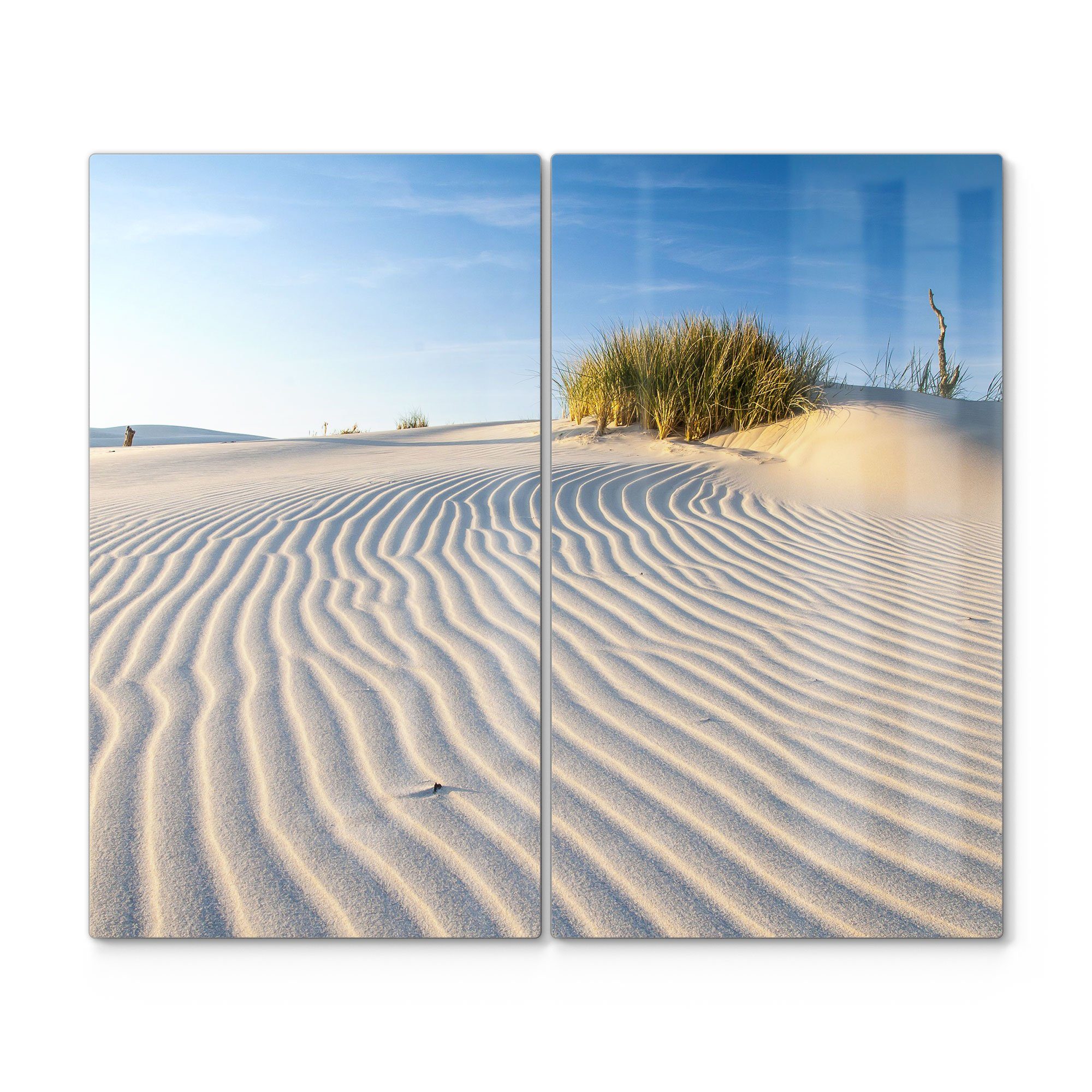 DEQORI Herdblende-/Abdeckplatte 'Sanddüne Ostseeküste', Glas, (2 tlg), Glas Herdabdeckplatte Ceranfeld Herd | Herdabdeckplatten