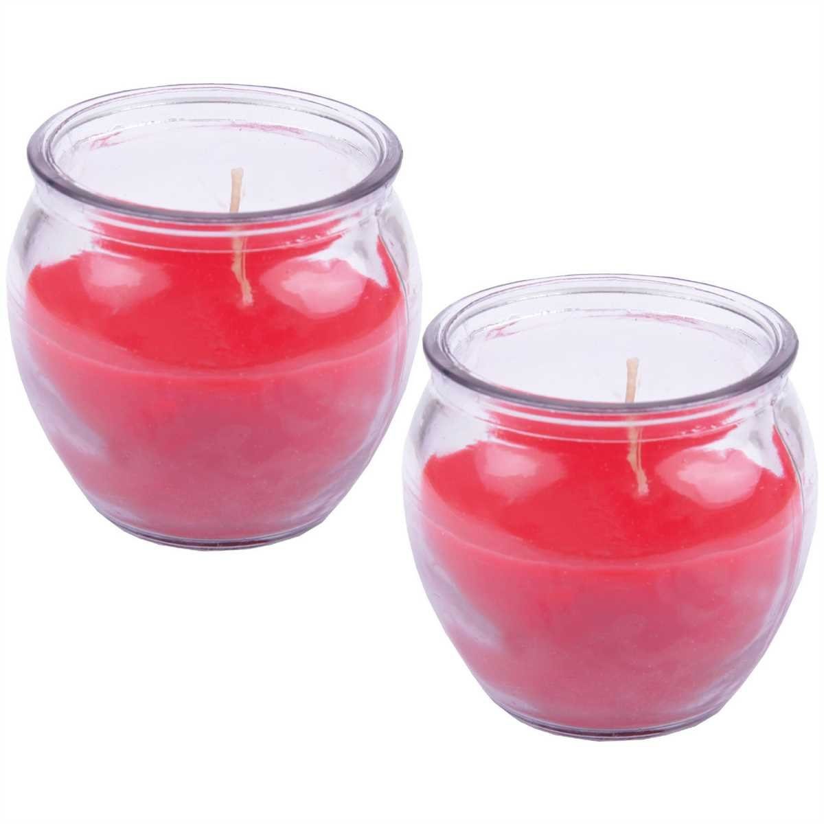 HS Candle Duftkerze im Glas Set (2-tlg), Preiselbeer Cupcake, Duftnote fruchtig & süß, Ø6x6cm, 18h Brenndauer – Bild 4 von 5