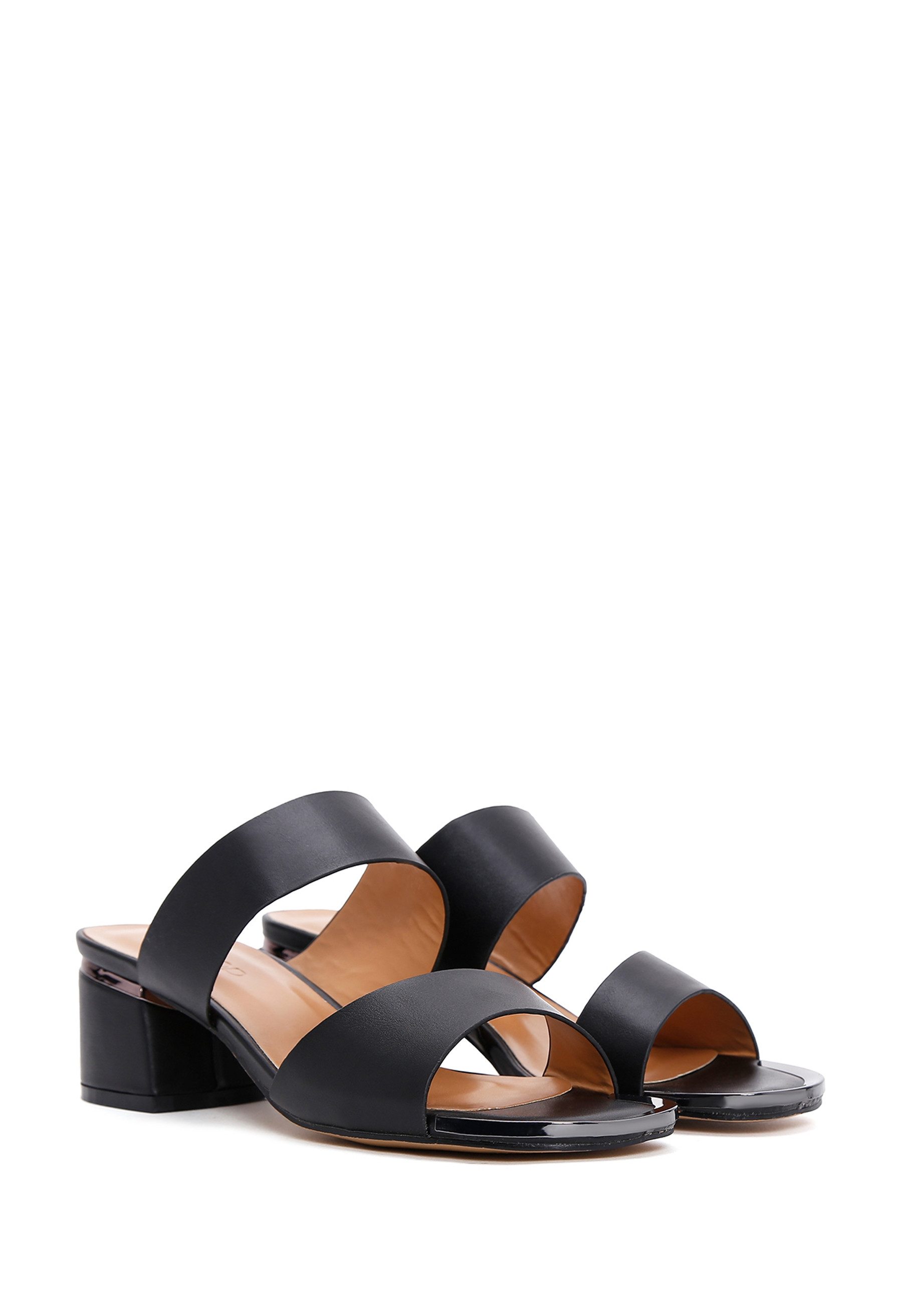 Derimod Mules aus Kunstleder mit mittelhohem Absatz Mules Kunstleder, Slip-on-Passform, Blockabsatz, Metallic-Detail