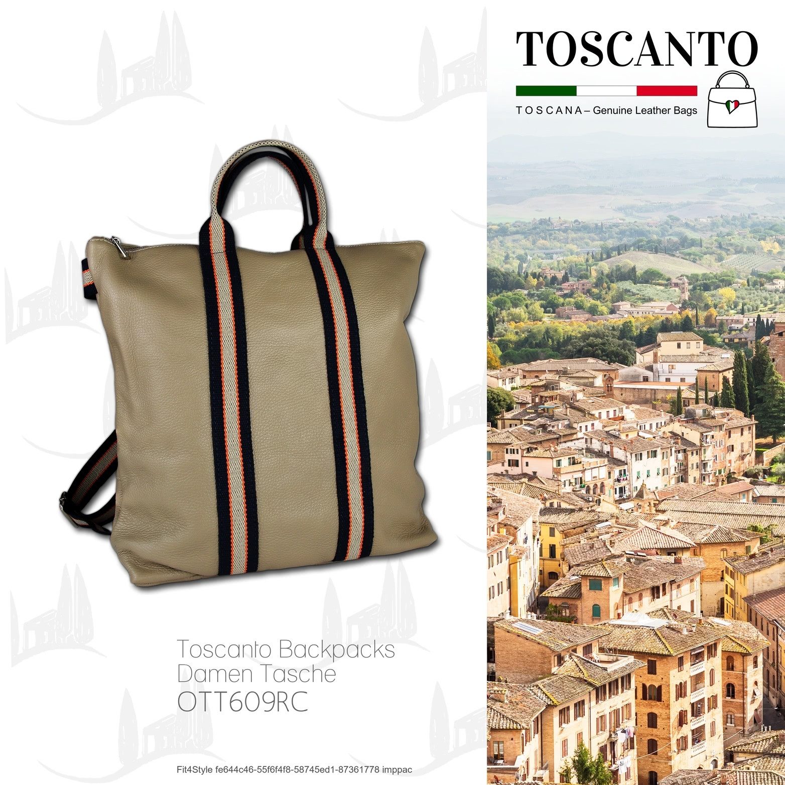 Toscanto Cityrucksack Toscanto Cityrucksack Freizeit (Cityrucksack), Damen Tasche Echtes Leder taupe, blau, beige, Made-In Italy
