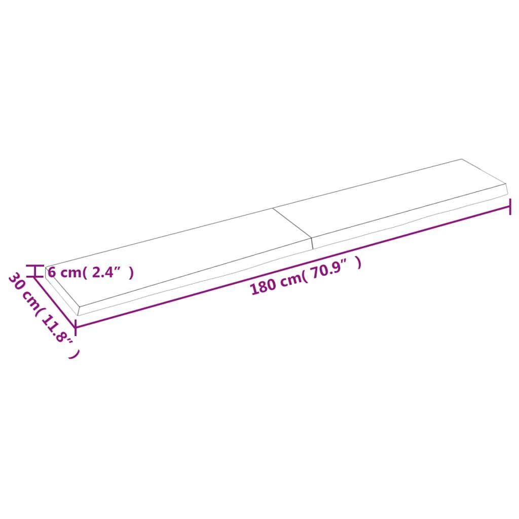 furnicato Wandregal Hellbraun 180x30x(2-6) cm Massivholz Eiche Behandelt