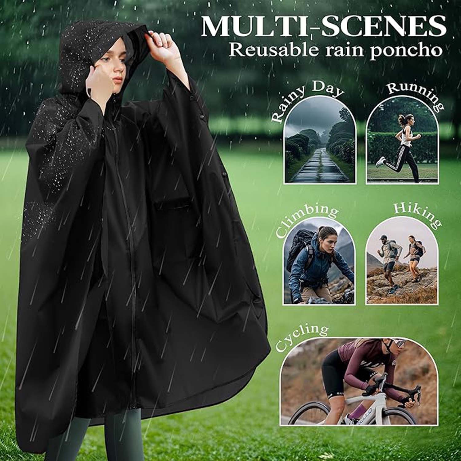 Coonoor Regenjacke Unisex Regenjacken Regencape, Wasserdicht mit Kapuze – Bild 4 von 5