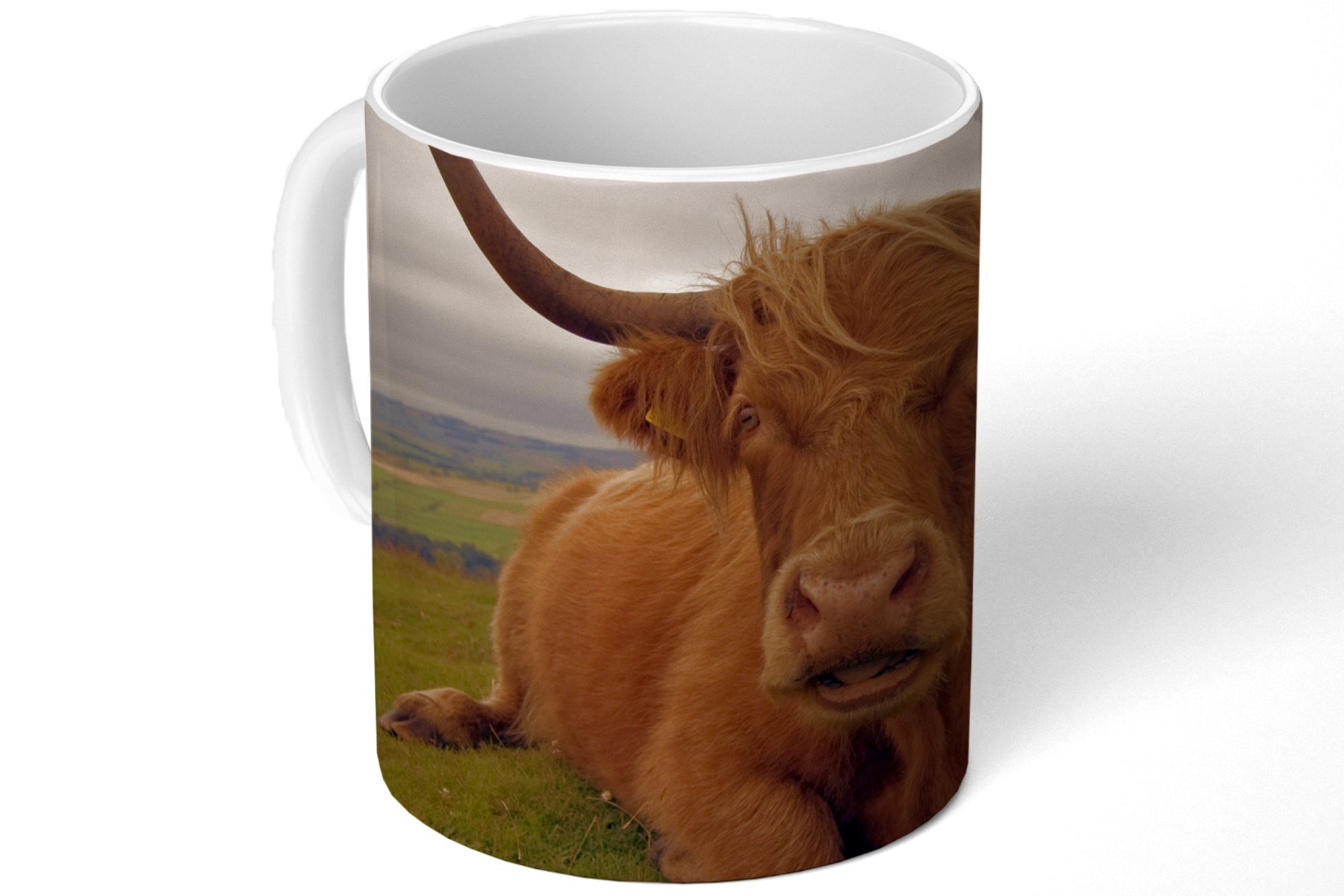 Becher, Tasse Schottischer Keramik, - Geschenk Berg, Highlander Teetasse, Tiere MuchoWow - Kaffeetassen, Teetasse,