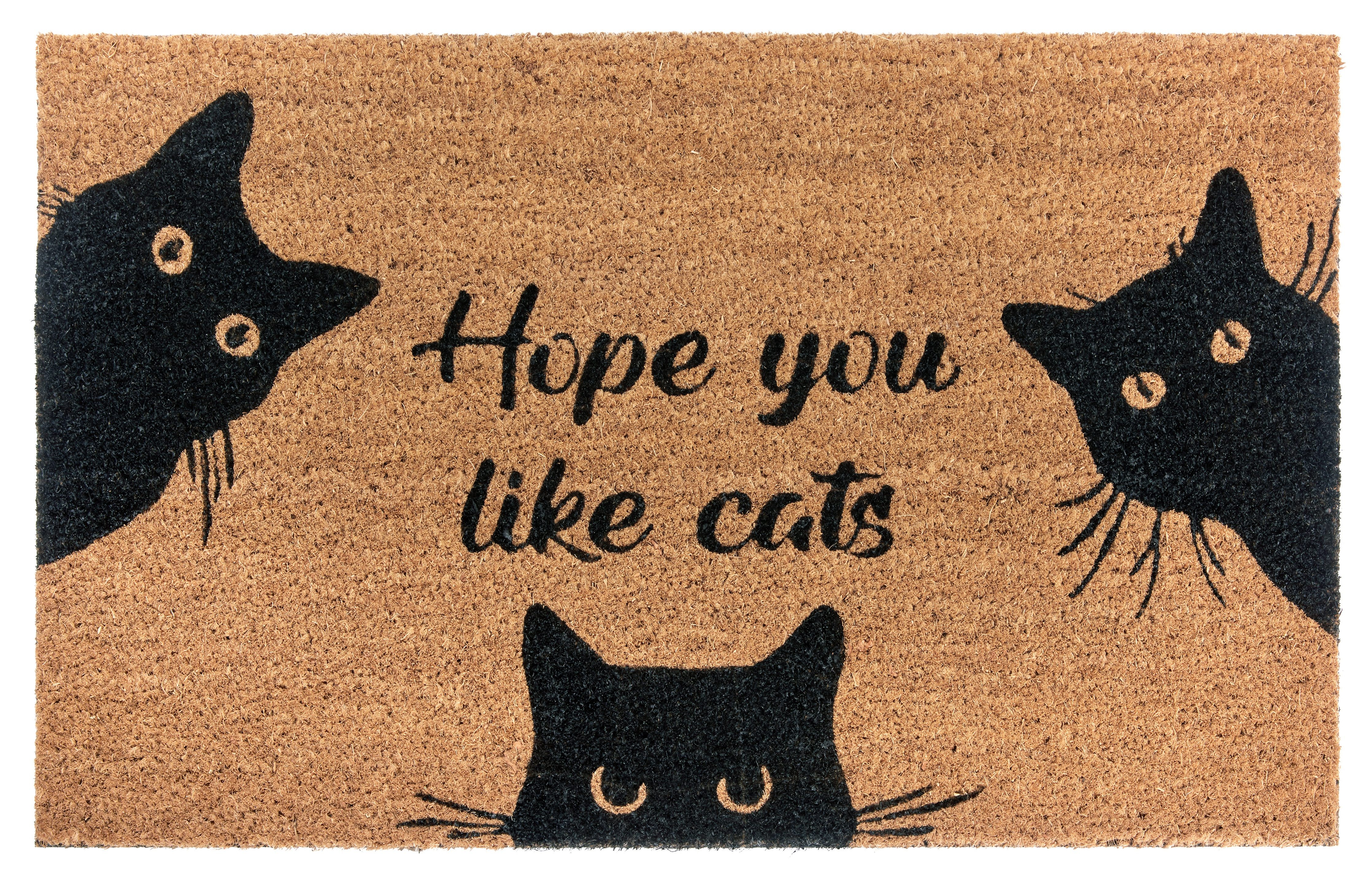 HANSE Home Fußmatte Mix Mats Kokos Cat Fan, Türmatte, rechteckig, Höhe: 15 mm, Kokos, Schmutzfangmatte, Outdoor, Rutschfest, Innen, Kokosmatte, Flur