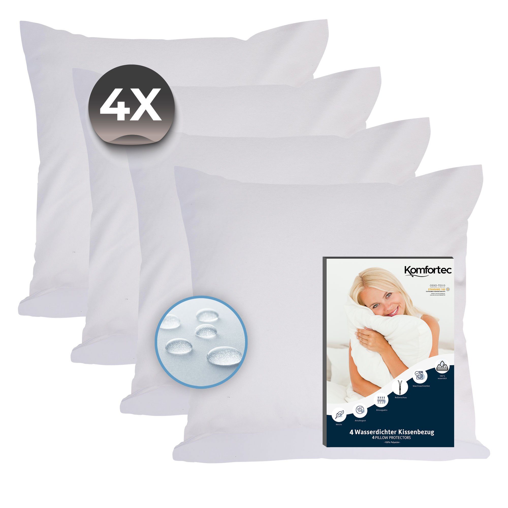 Komfortec Kissenbezüge Wasserdichter Kissenbezug Set, Hypoallergen Kopfkiss günstig online kaufen