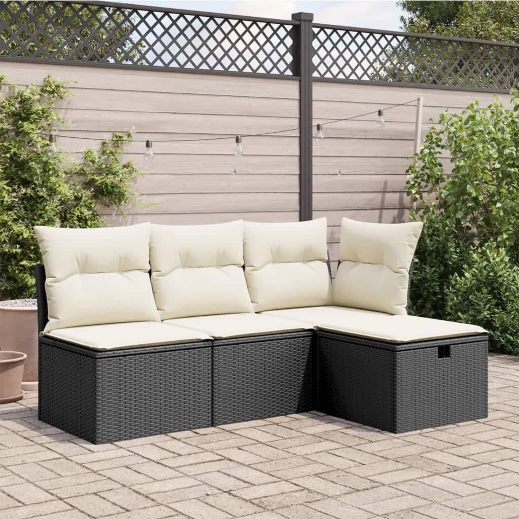 vidaXL Hocker Gartenhocker mit Kissen Schwarz günstig online kaufen