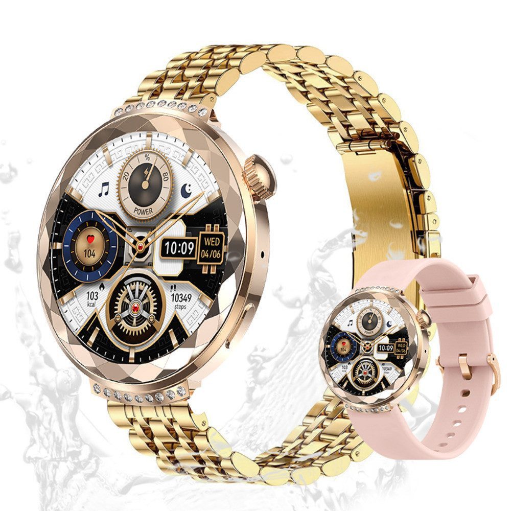 Valdus Damen Fitness-Tracker IP68 Wasserdicht mit Anruffunktion premium Smartwatch (1,19 Zoll, Android/iOS), 1-tlg., Smart Bracelet Fitness Uhr für Android/iOS Aktivitäts & Schlaftracking