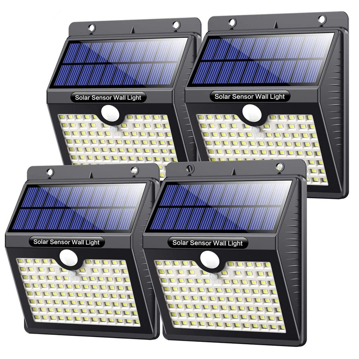 oyajia LED Wandleuchte 4 x 30 LEDs Solarlampe mit Bewegungsmelder, Superhelle Solarleuchte, LED fest integriert, Tageslichtweiß, 3 Modi Wasserdichte Wandleuchte Garten Solarleuchte