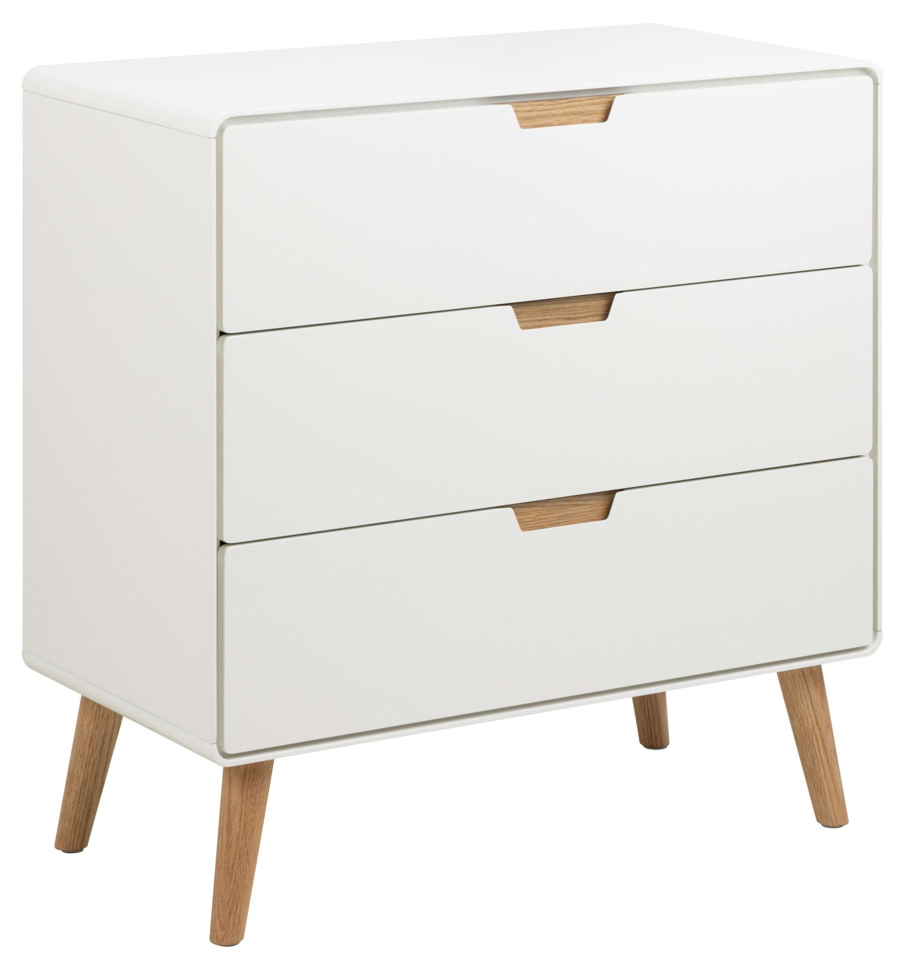 ACTONA GROUP Sideboard Lowell, 3 Schubladen mit Dämpfung, nordischer Stil, Weiß, B: 80 cm