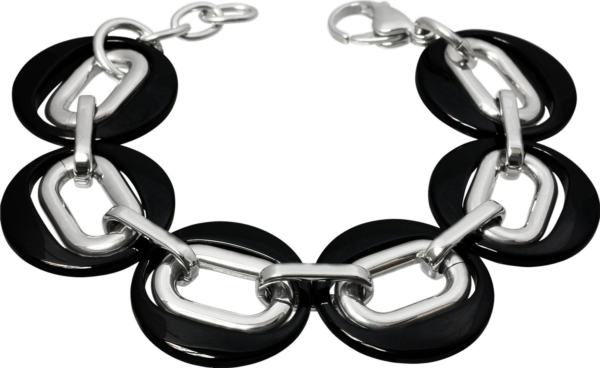 Amello Edelstahlarmband Amello Magic Armband silber schwarz (Armband), Armbänder für Damen Edelstahl (Stainless Steel)