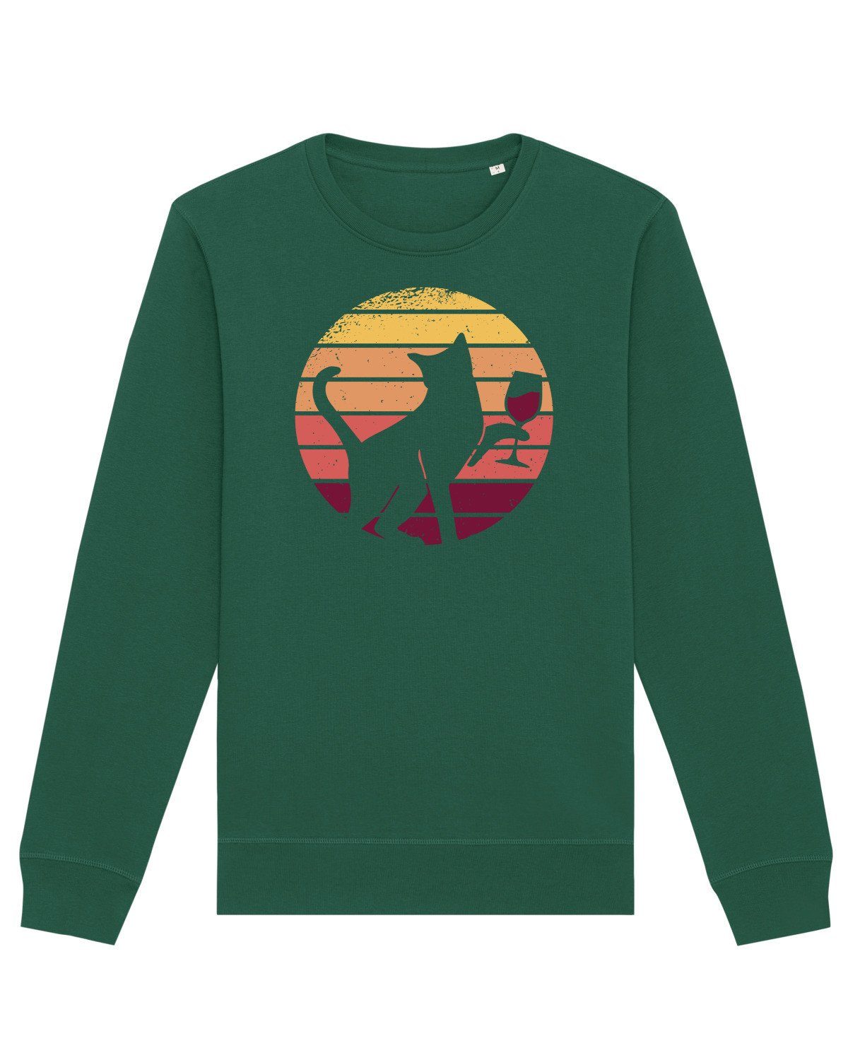 wat? Apparel Sweatshirt Sunset Katze & Rotwein (1-tlg) flaschengrün | Sweatshirts