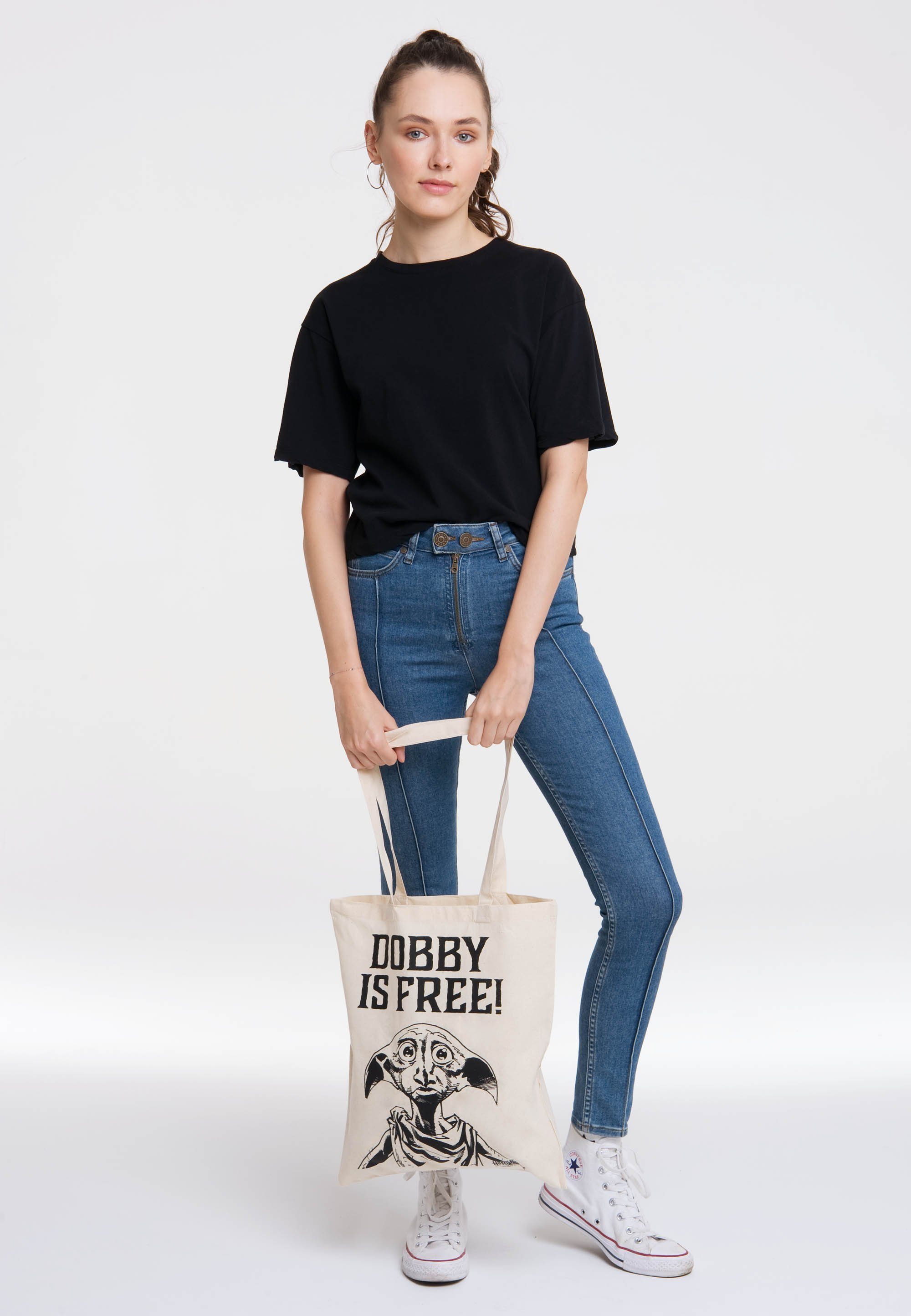 LOGOSHIRT Henkeltasche Baumwolltasche Dobby Is Free, mit Dobby-Print