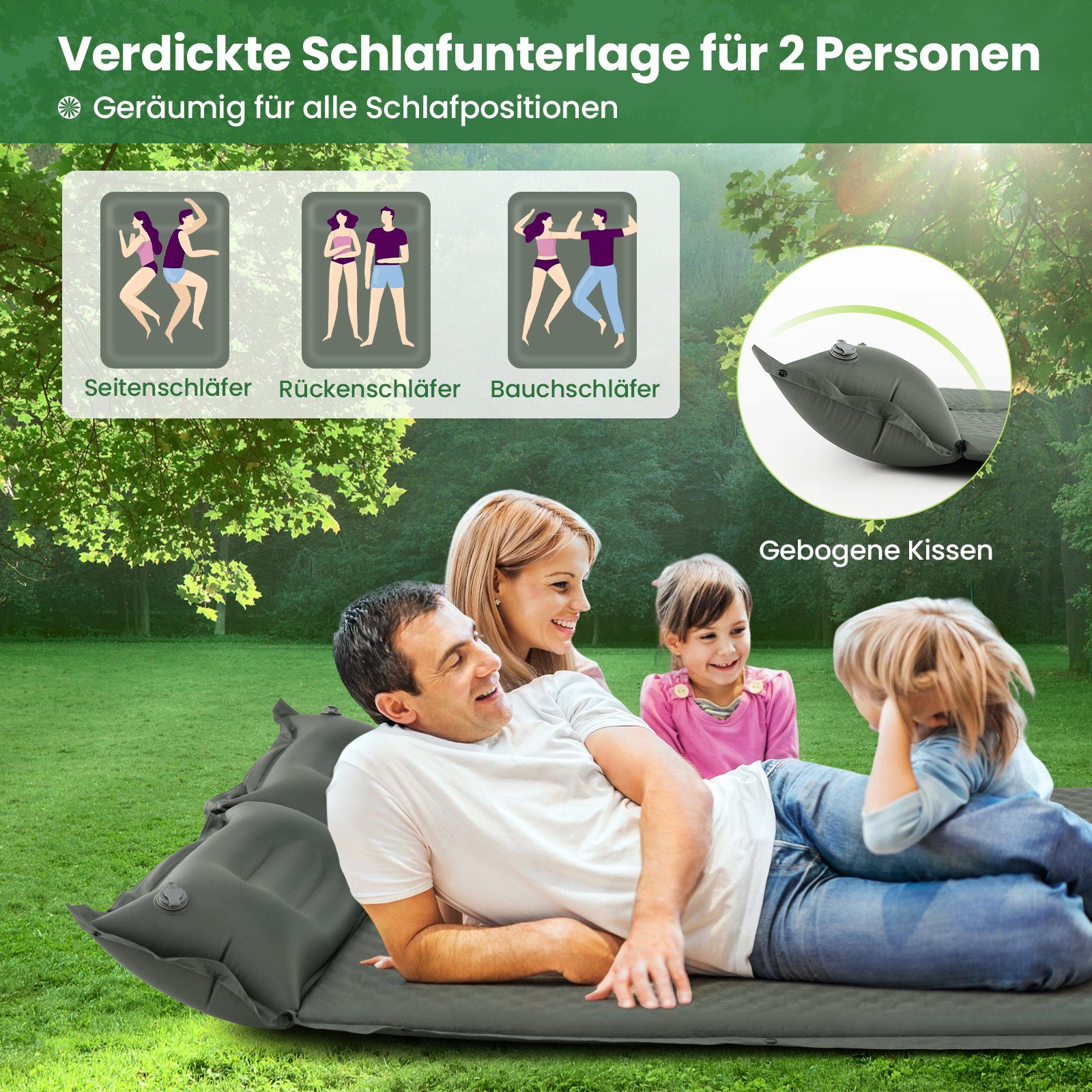 COSTWAY Isomatte, Campingmatte mit Kissen, Selbstaufblasend, 2 Personen günstig online kaufen