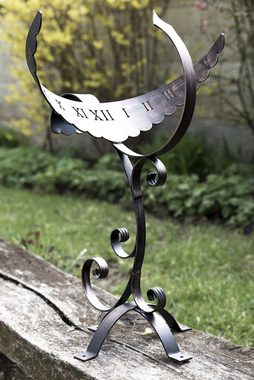 DanDiBo Gartenfigur Sonnenuhr Garten Antik Phönix aus Schmiedeeisen Wetterfest 65 cm Gartenuhr Metall