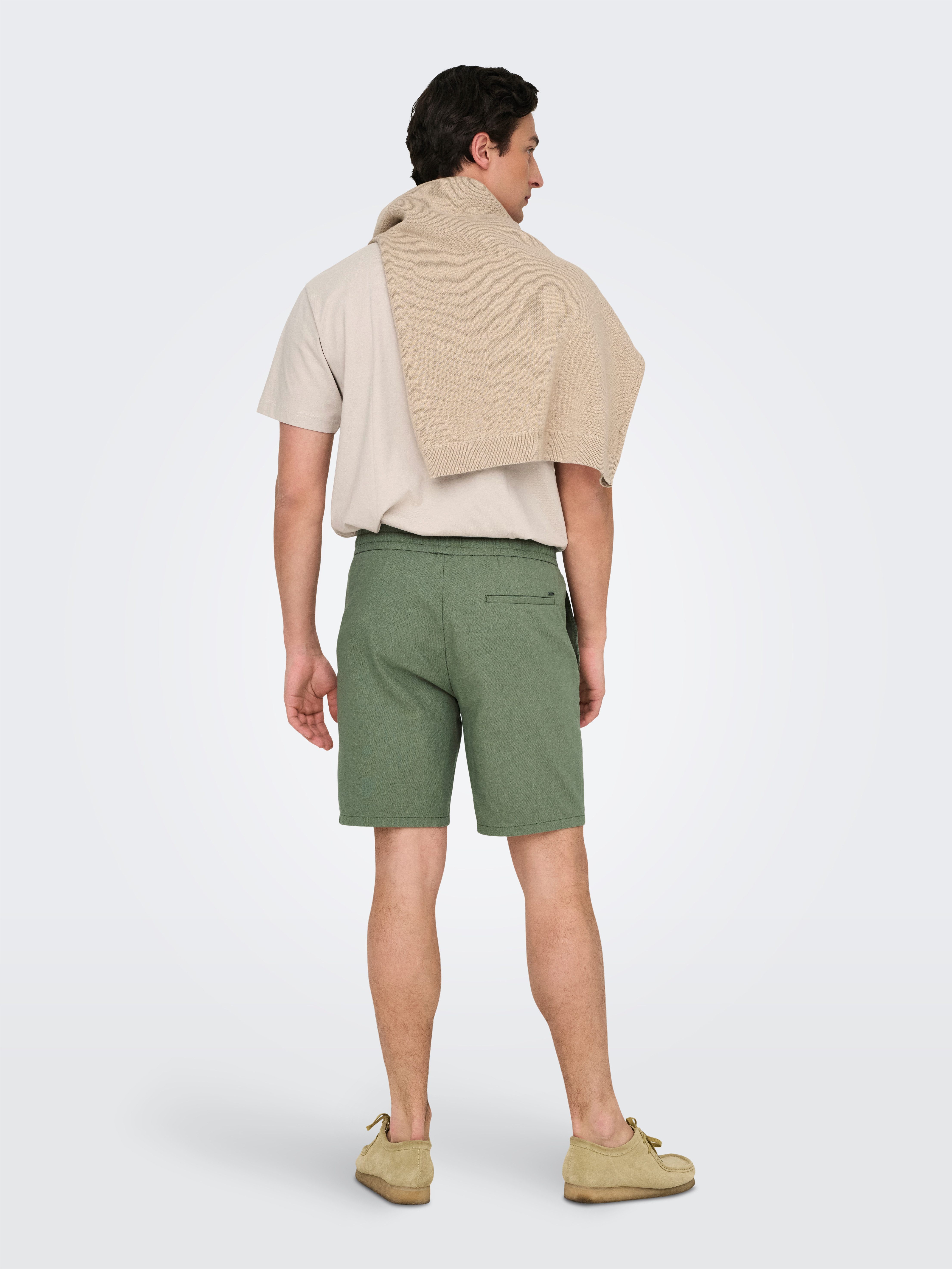 ONLY & SONS Shorts ONSLINUS 0007 COT LIN SHORTS NOOS Baumwolle mit Leinen, normal geschnitten – Bild 4 von 5