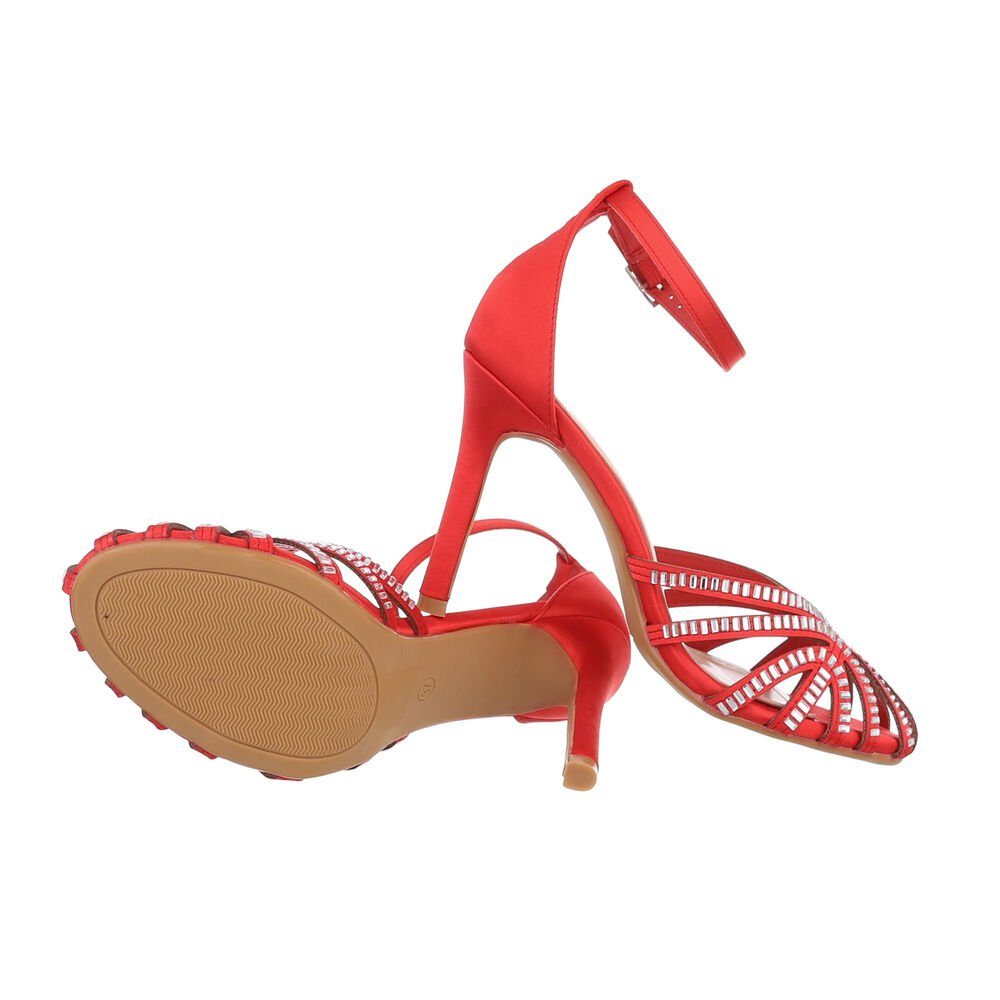 & Ital-Design Schnürpumps Party Damen Clubwear & in Pfennig-/Stilettoabsatz Abendschuhe Rot Sandaletten Sandalen