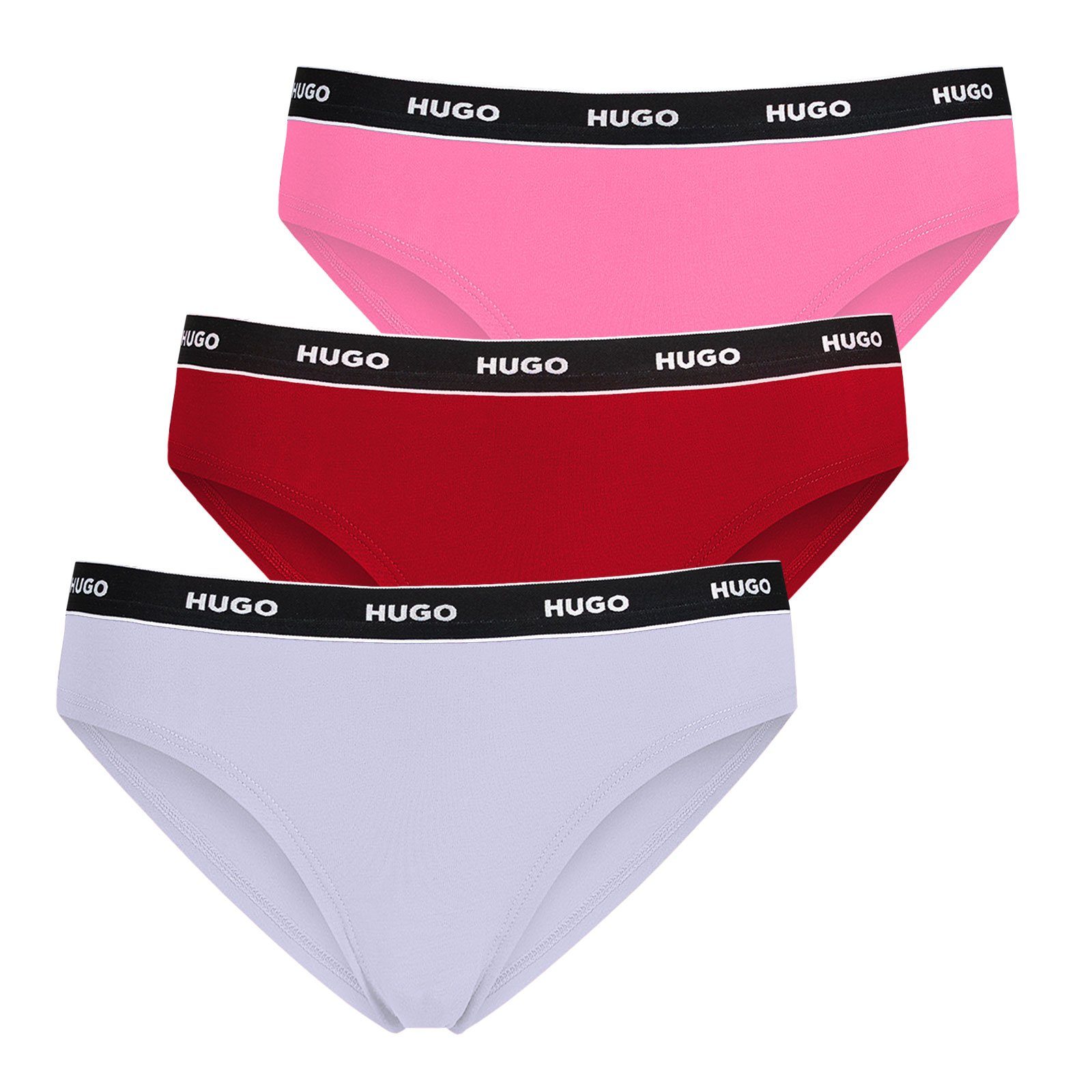 HUGO Slip Cotton Stretch (3-St) mit Logobund 977 pink / red / lilac