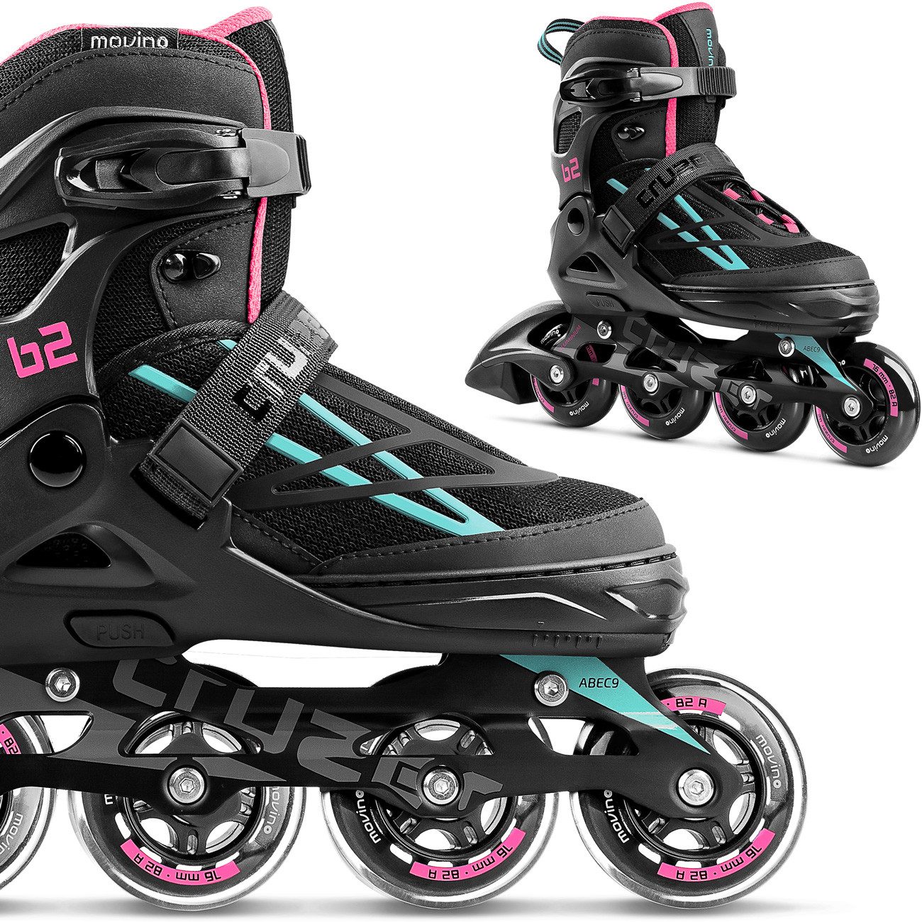 Movino Inlineskates MOVINO CRUZER B2 verstellbar ABEC-9 Aluminium-Schiene