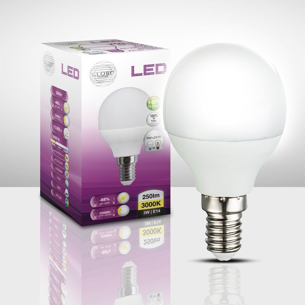 Sockel Lampe 3000 250 LED E14 Watt Globo Kugel Lumen Leuchtmittel 3 Birne LED-Leuchtmittel,