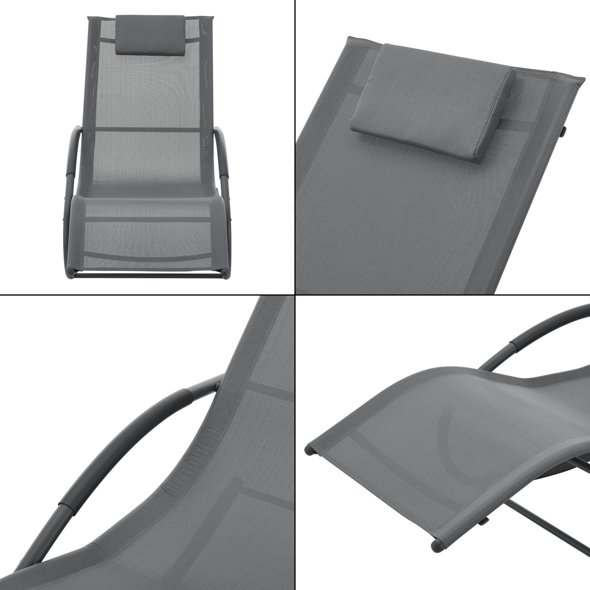 en.casa Gartenliege, Schaukelliege Tarent 174 x 63 x 88 cm Dunkelgrau