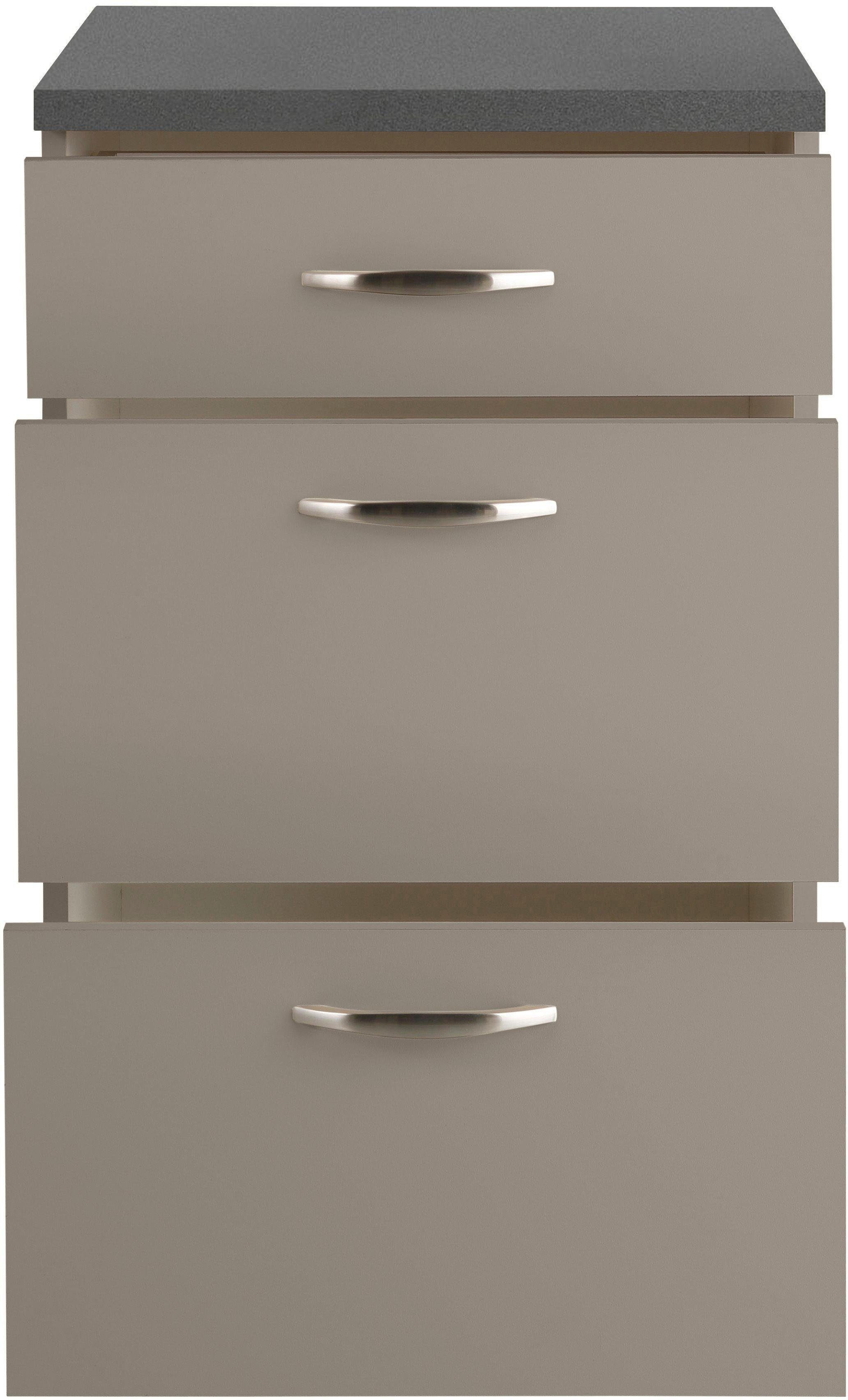 wiho Küchen Unterschrank Breite Schubladen Peru graubeige 3 cm, 50 mit