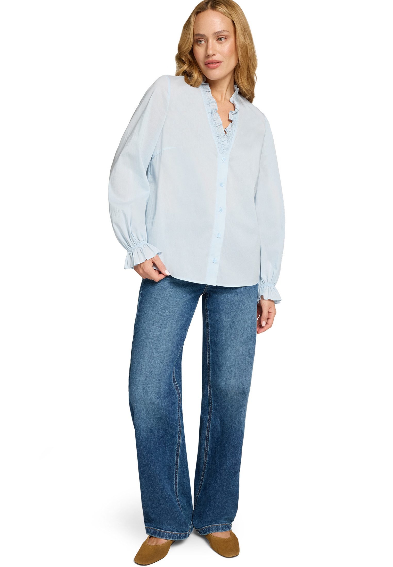 Zero Klassische Bluse Damen mit Rüschen