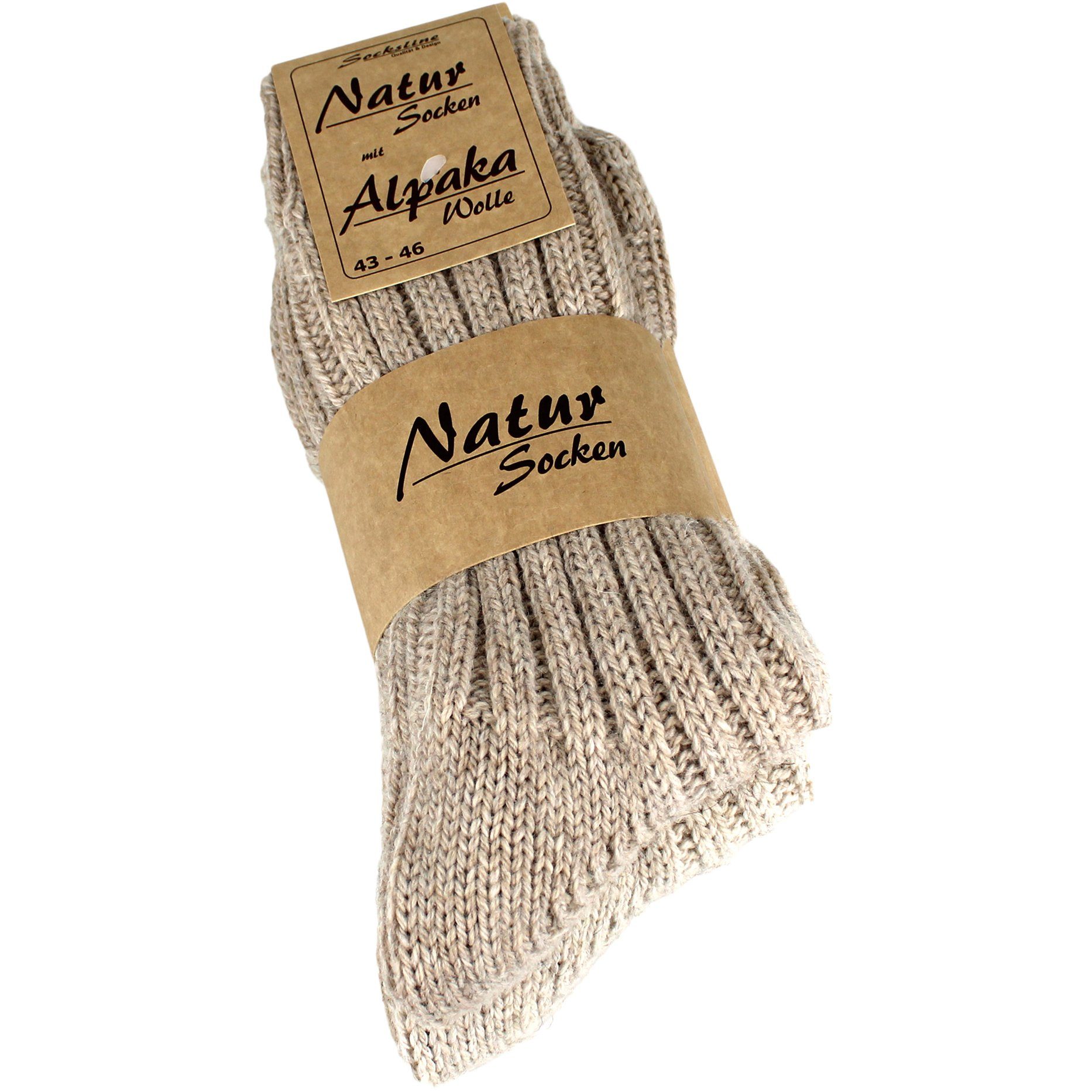 Wörleonline Thermosocken Alpaka Socken (Set, 2-Paar) Wintersocken für Damen und Herren, Wollsocken, ideal für den Winter beige/hellbraun