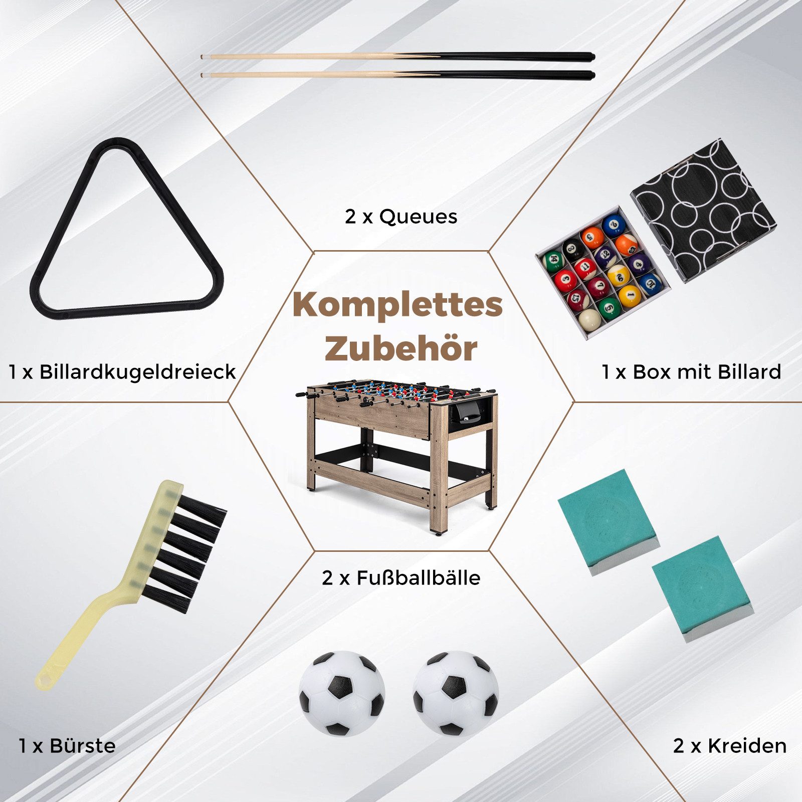 COSTWAY Kickertisch, 2 in 1 Drehbarer Spieltisch, 124cm Billardtisch-Set